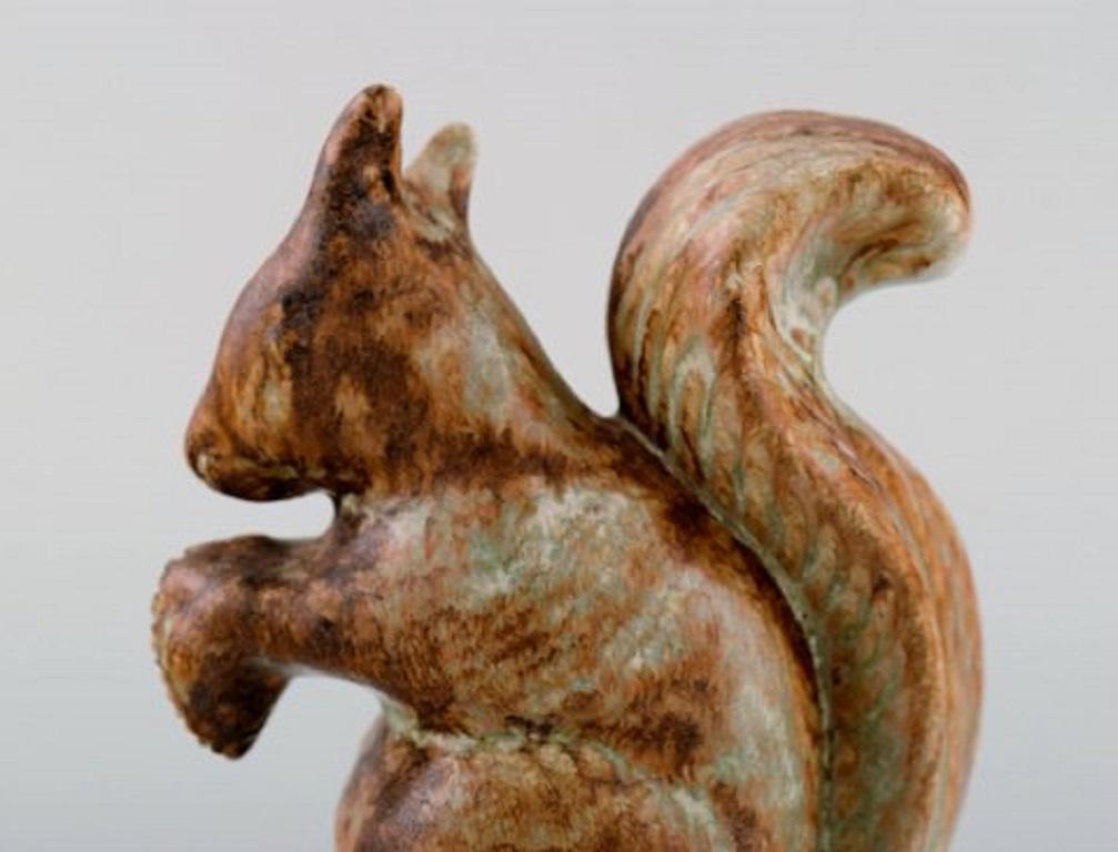 Scandinavian Modern Ego Stengods, Lidkoping, Sweden, Unique Squirrels in Glazed Stoneware, 1960s