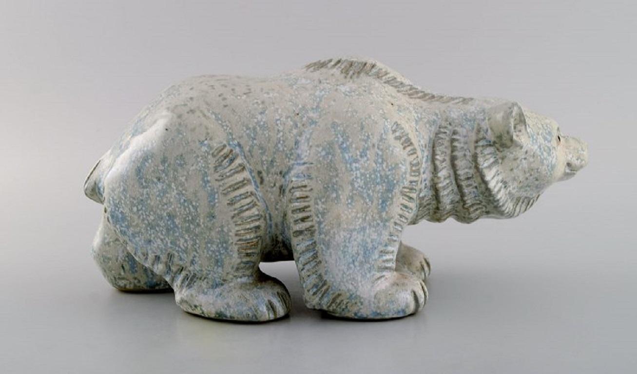 Swedish Ego Stengods, Sweden, Large Polar Bear in Glazed Stoneware, 1970s