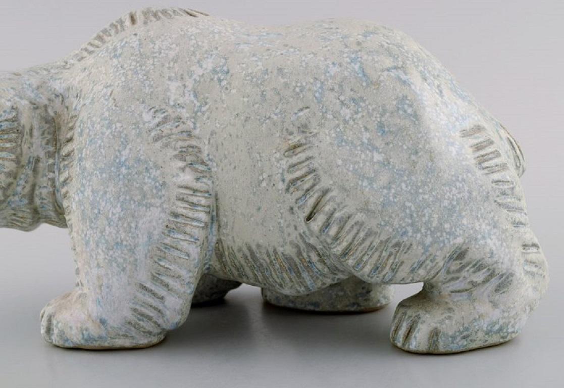 Late 20th Century Ego Stengods, Sweden, Large Polar Bear in Glazed Stoneware, 1970s