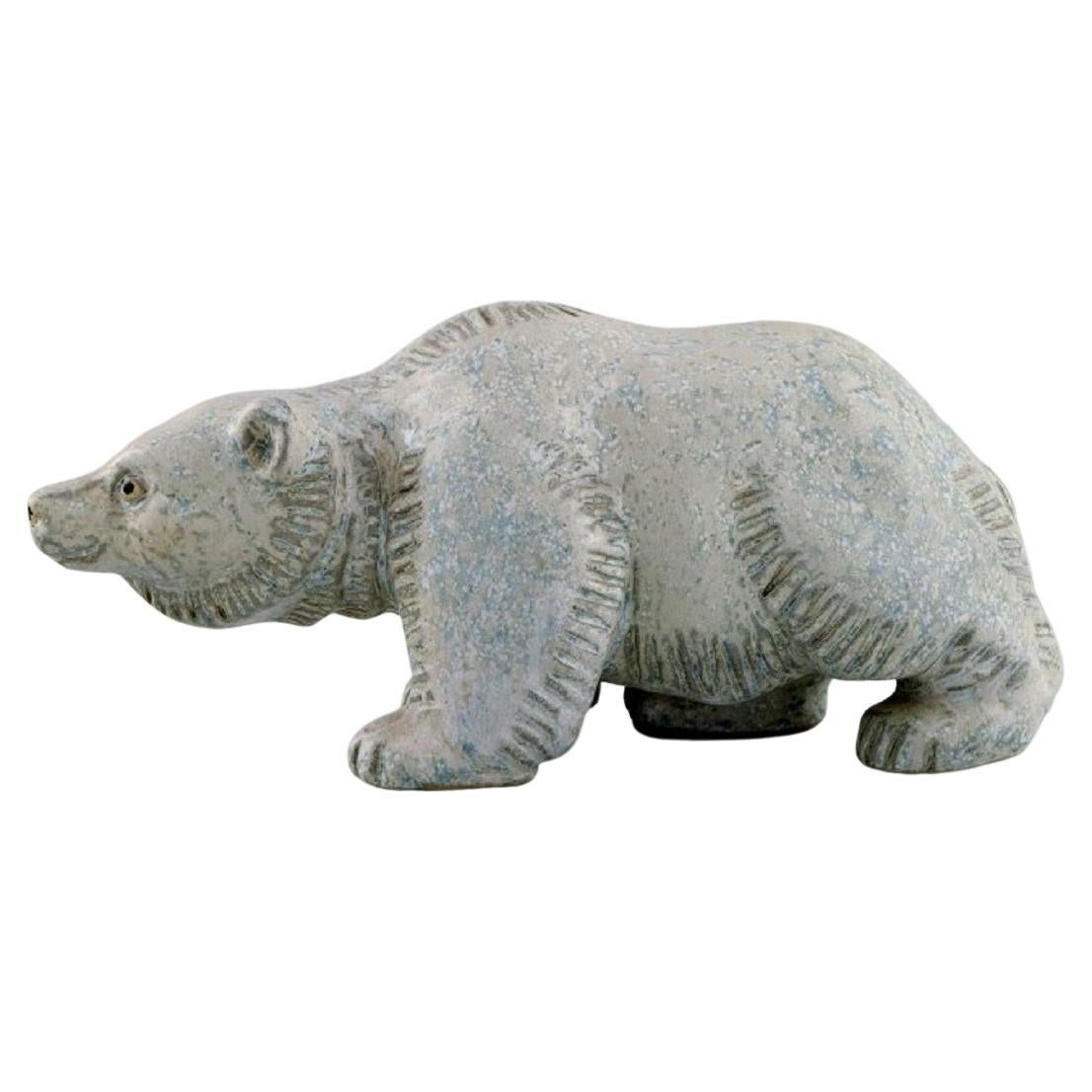 Ego Stengods, Sweden, Large Polar Bear in Glazed Stoneware, 1970s