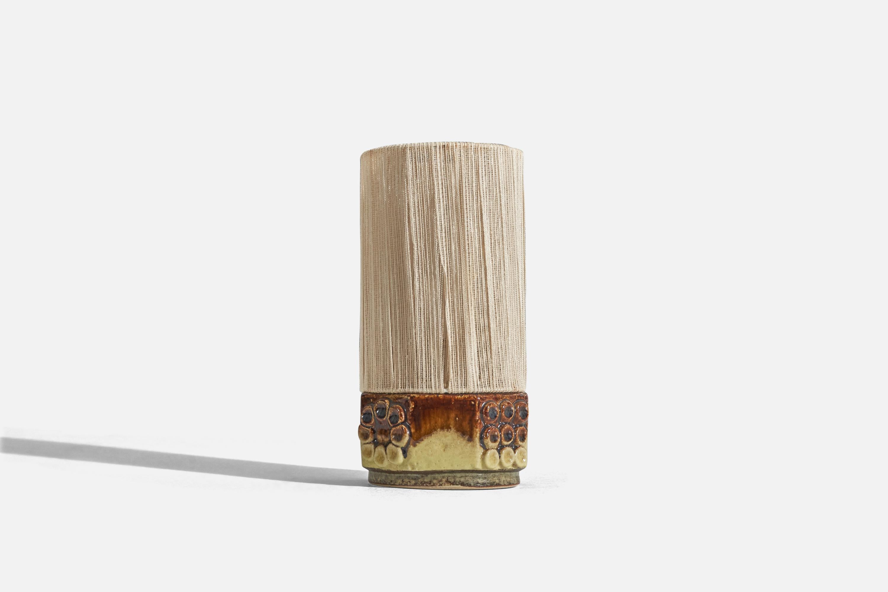 Suédois Ego Stengods, lampe de table, grès, corde, Suède, années 1960