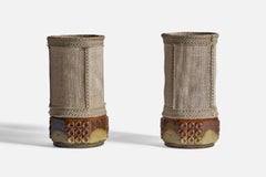 Ego Stengods, Table Lamps, Stoneware, Fabric, Sweden, 1960s