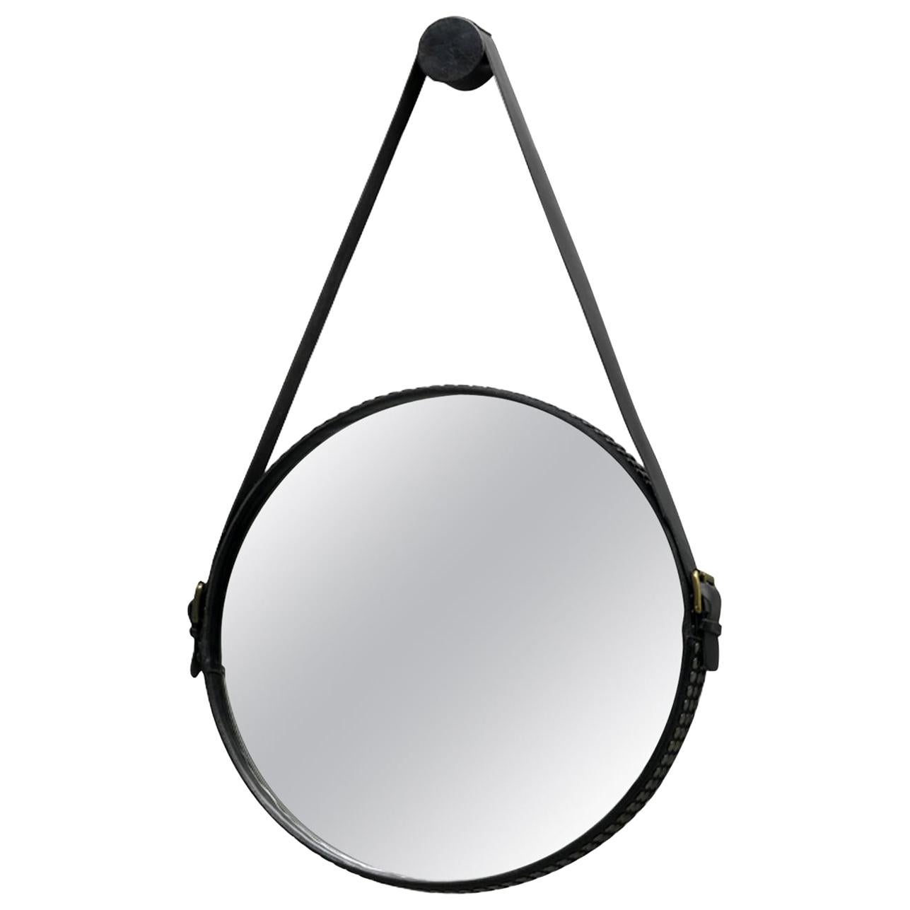 "Ego Stud" Wall Mirror Steel & Studded Black Leather Framed by Moroso for Diesel
