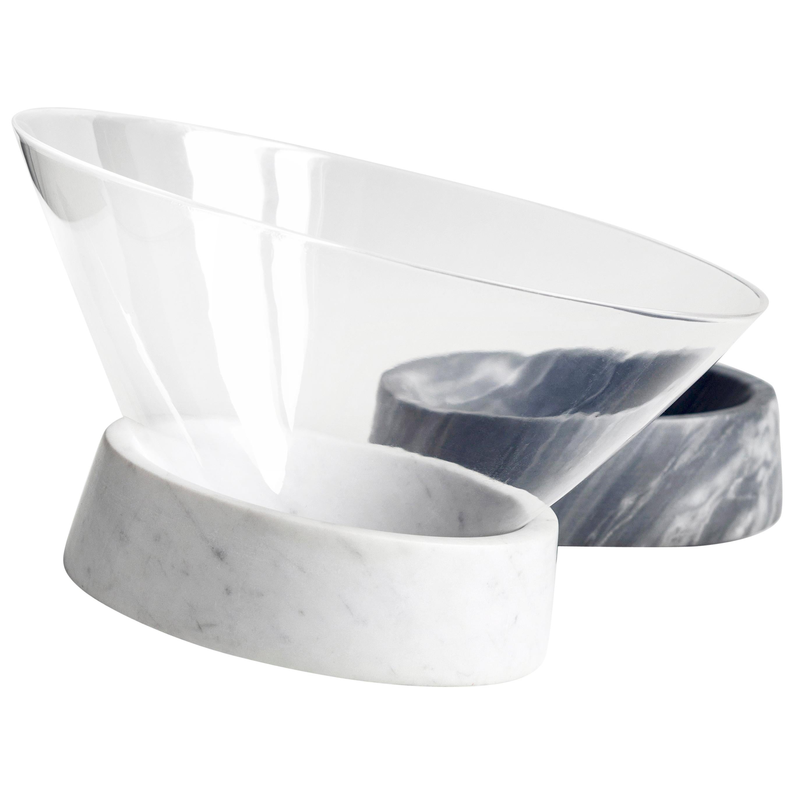 Egocentrico, Contemporary Centerpiece in Marble and Plexiglas For Sale