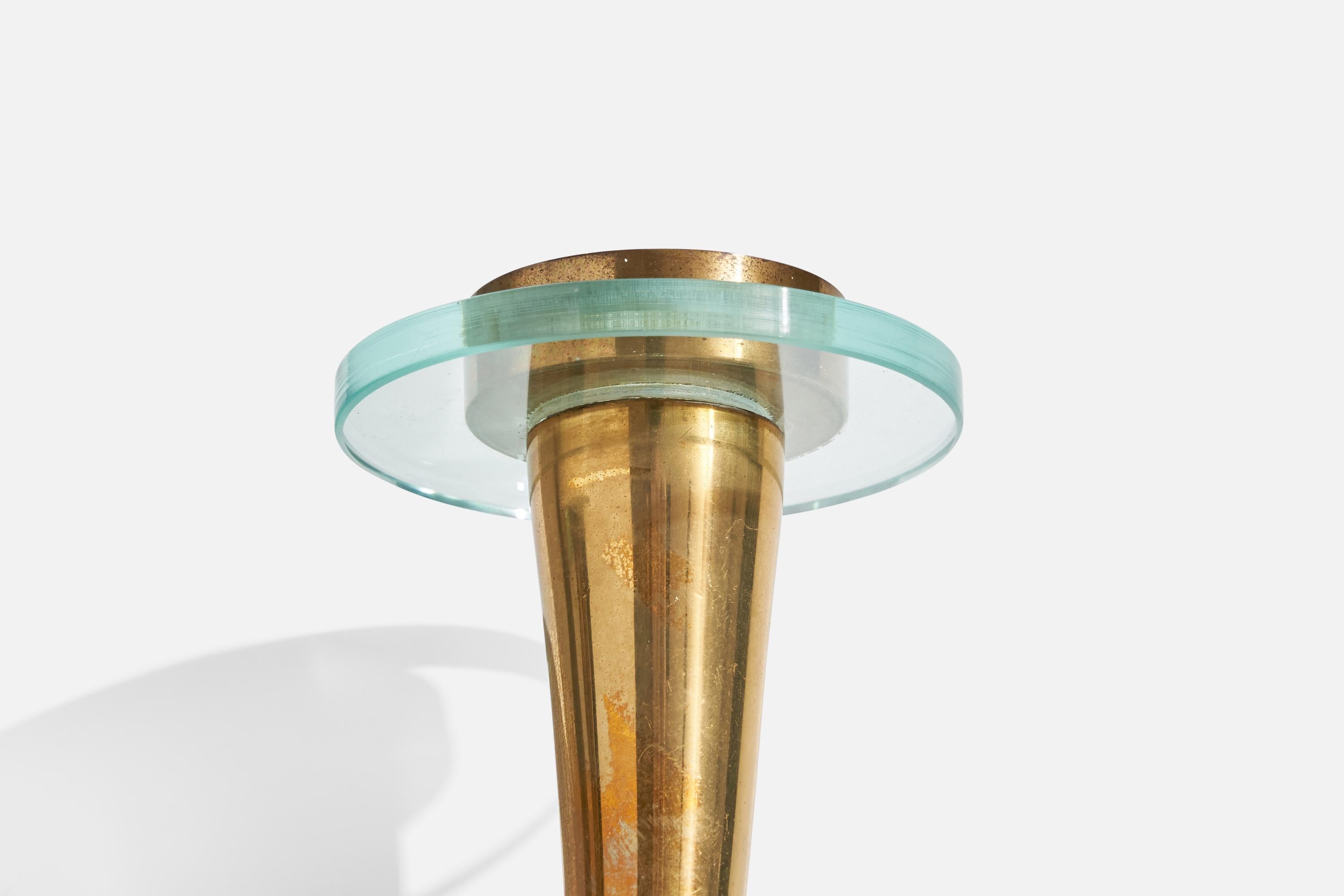 Egoluce, Wall Light, Brass, Glass, Fabric, Italy, 1980s For Sale 3