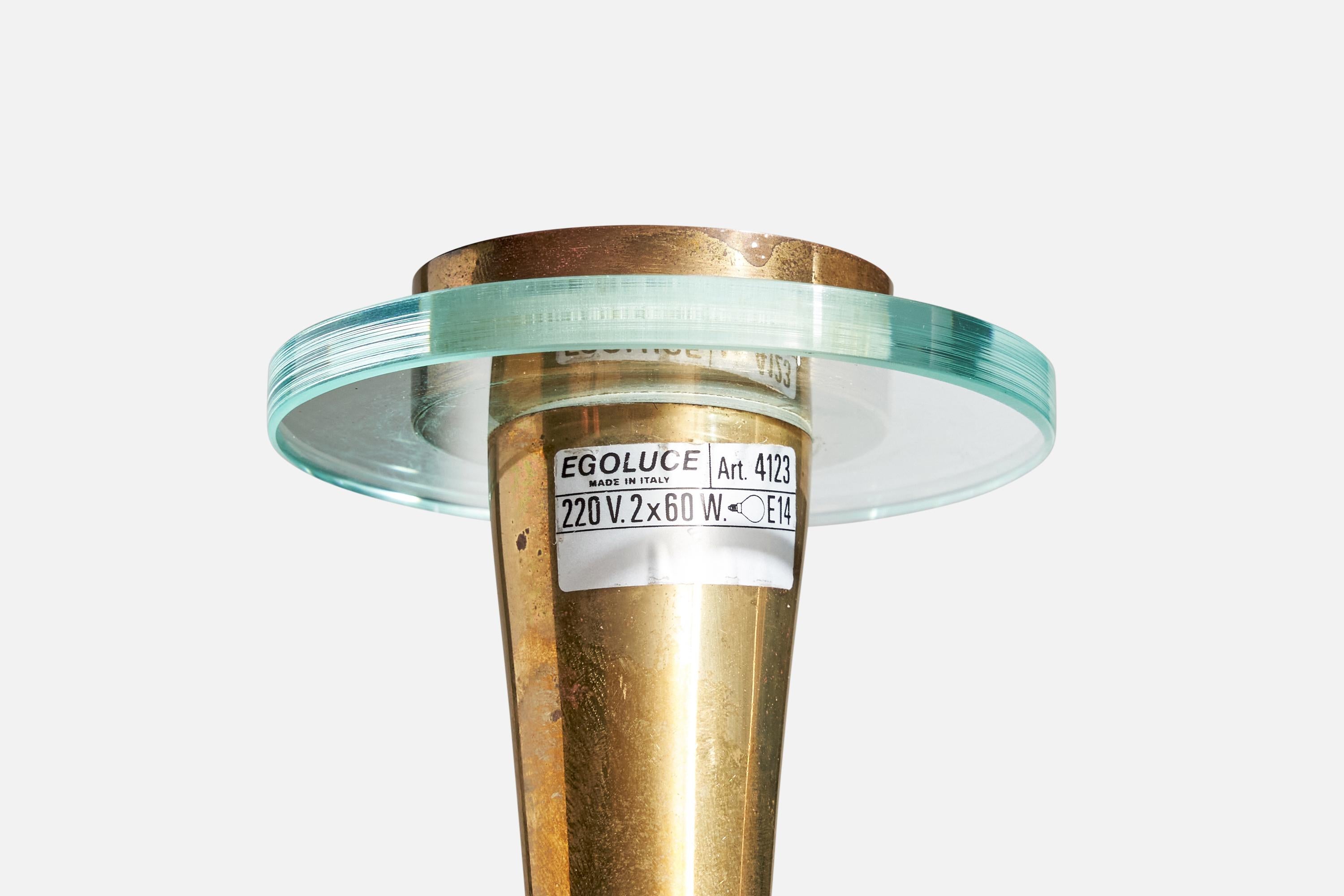 Egoluce, Wall Light, Brass, Glass, Fabric, Italy, 1980s For Sale 4
