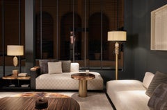 Egon Chaise Longue in Aida Pebbled Leather, Fabric & Horn by Arcahorn