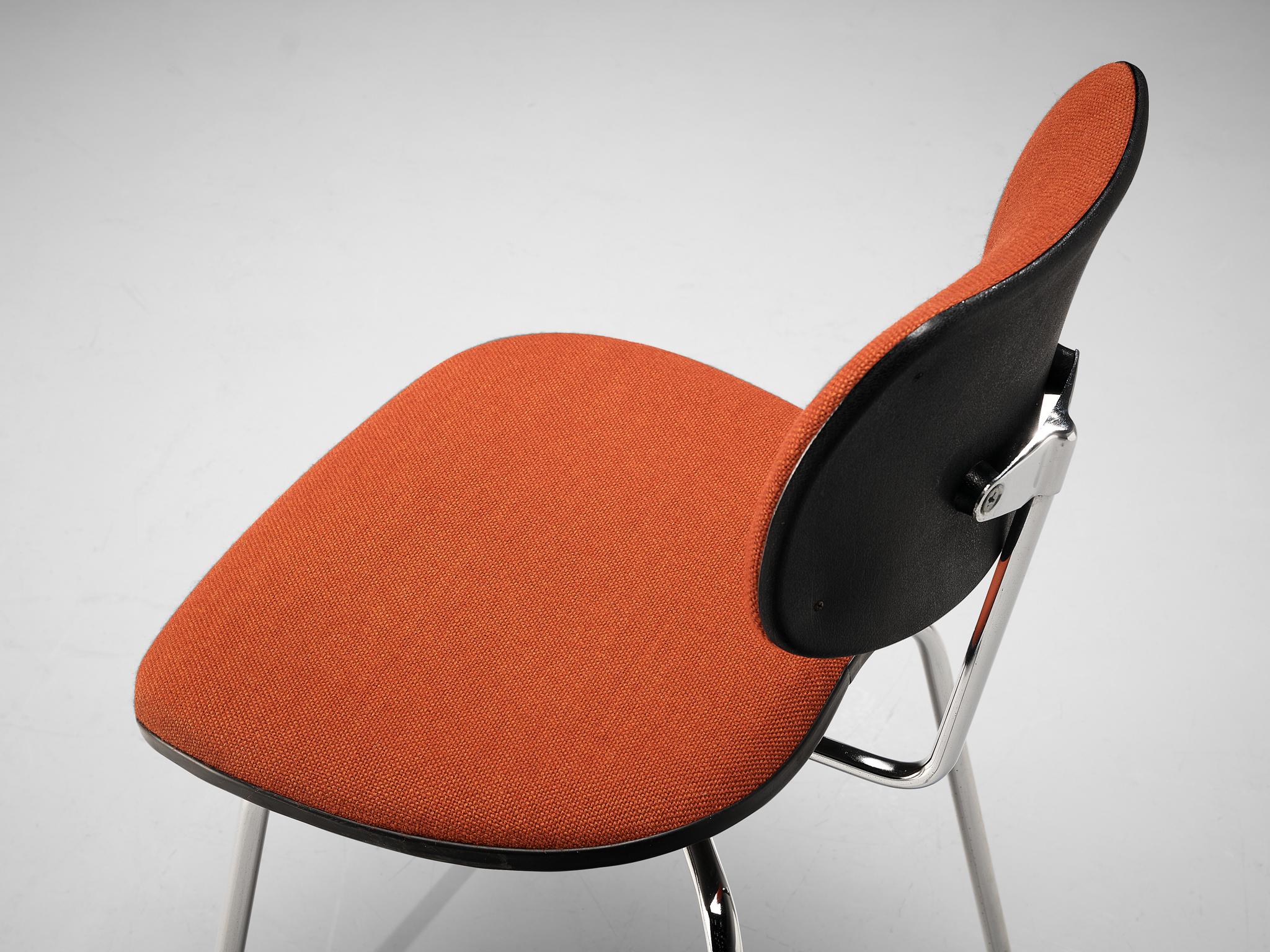 Egon Eiermann Chair in Chromed Steel Orange-Brown Fabric 3
