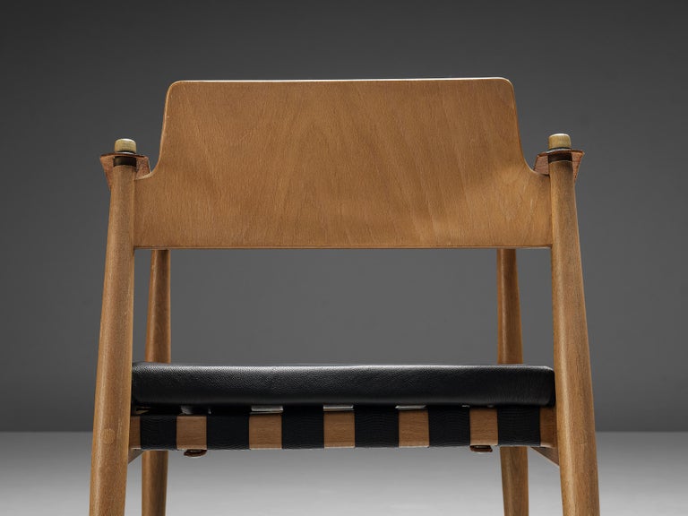 Mid-20th Century Egon Eiermann for Wilde + Spieth Armchairs in Beech and Leather For Sale
