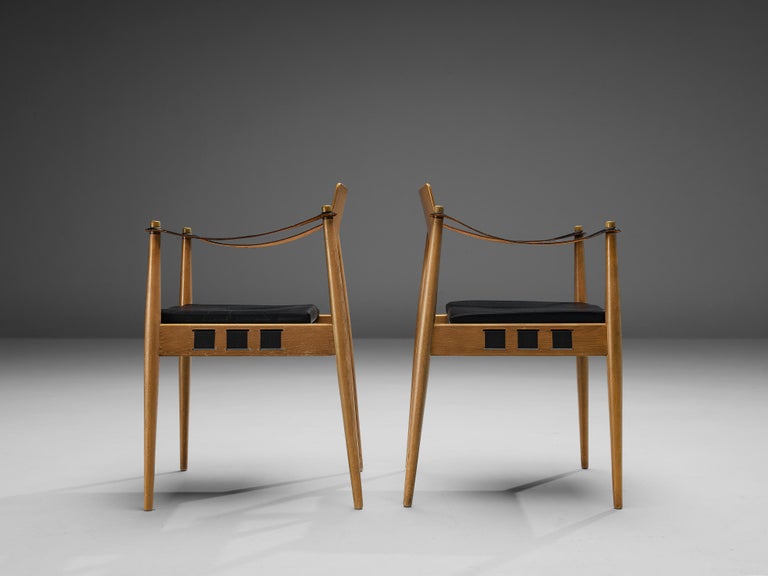 Egon Eiermann for Wilde + Spieth Armchairs in Beech and Leather For Sale 1