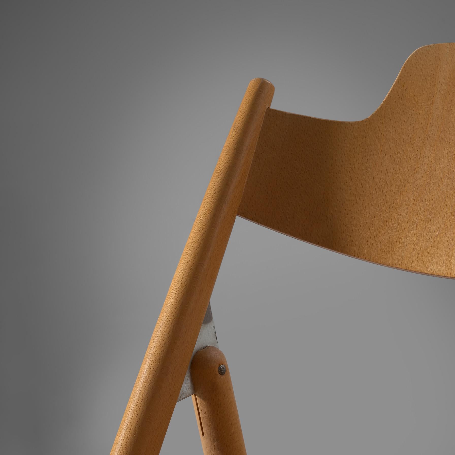 Mid-Century Modern Egon Eiermann Folding Chairs in Wood 