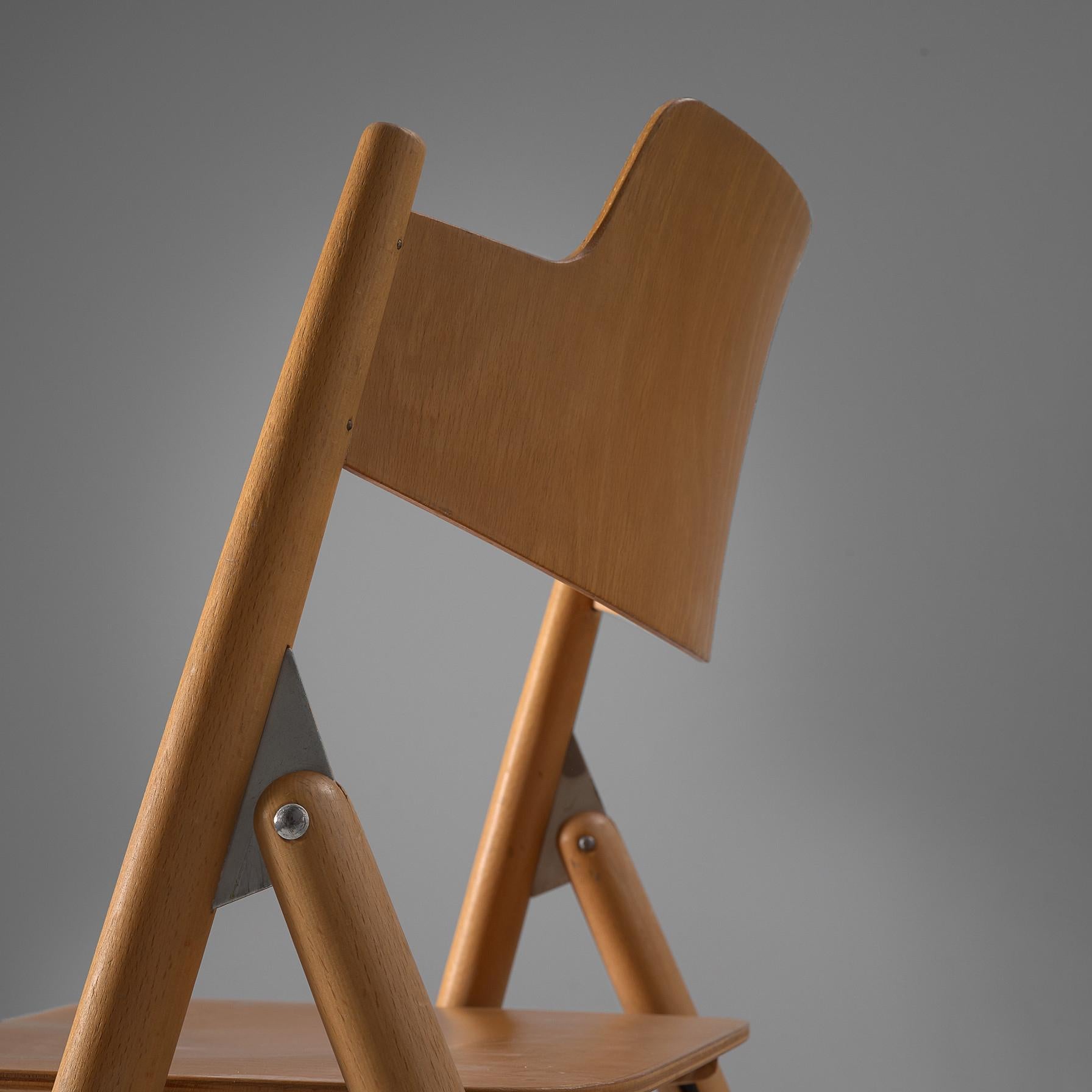 Egon Eiermann Folding Chairs in Wood  In Good Condition In Waalwijk, NL