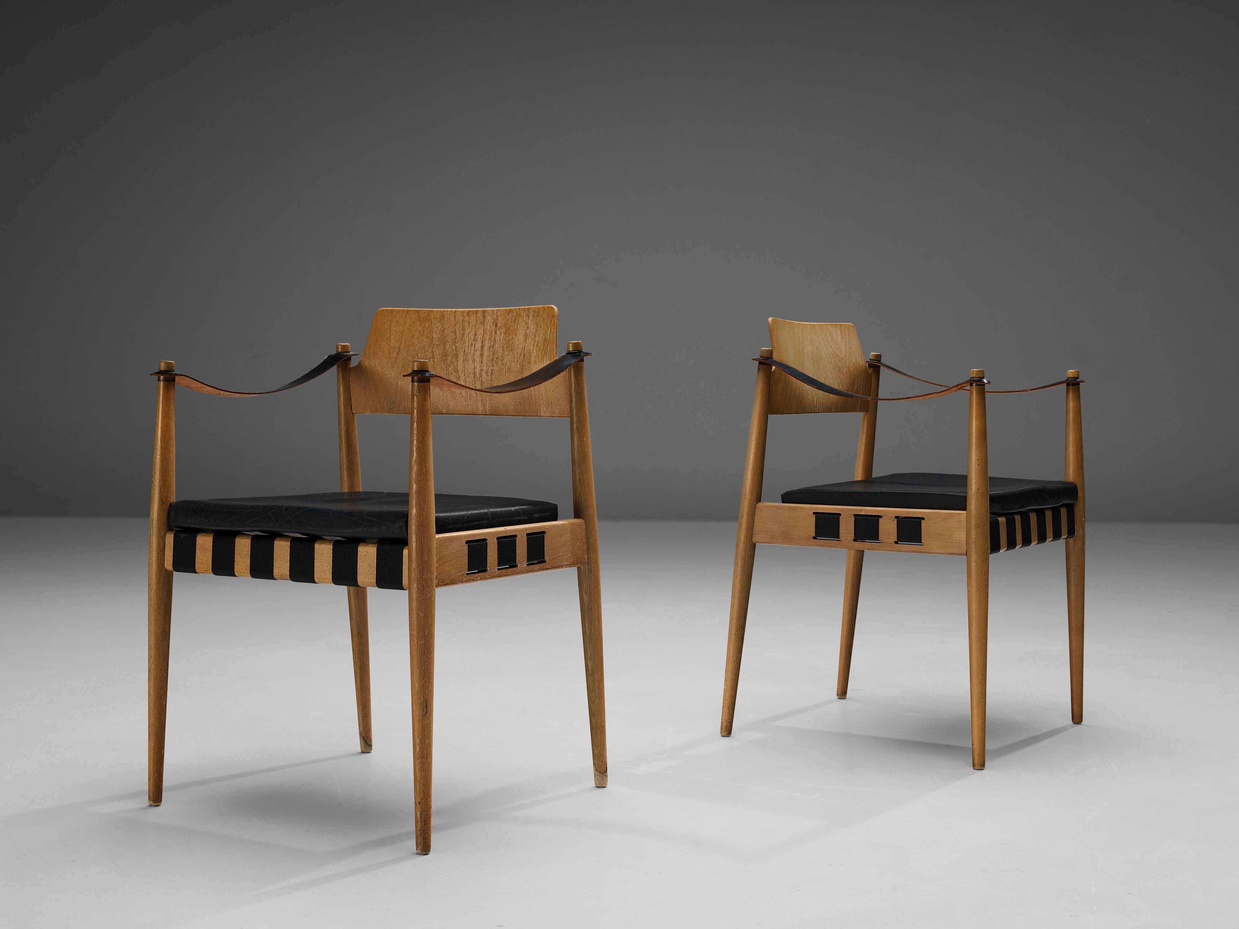 Egon Eiermann for Wilde + Spieth Set of Twelve Armchairs in Wood and Leather 1