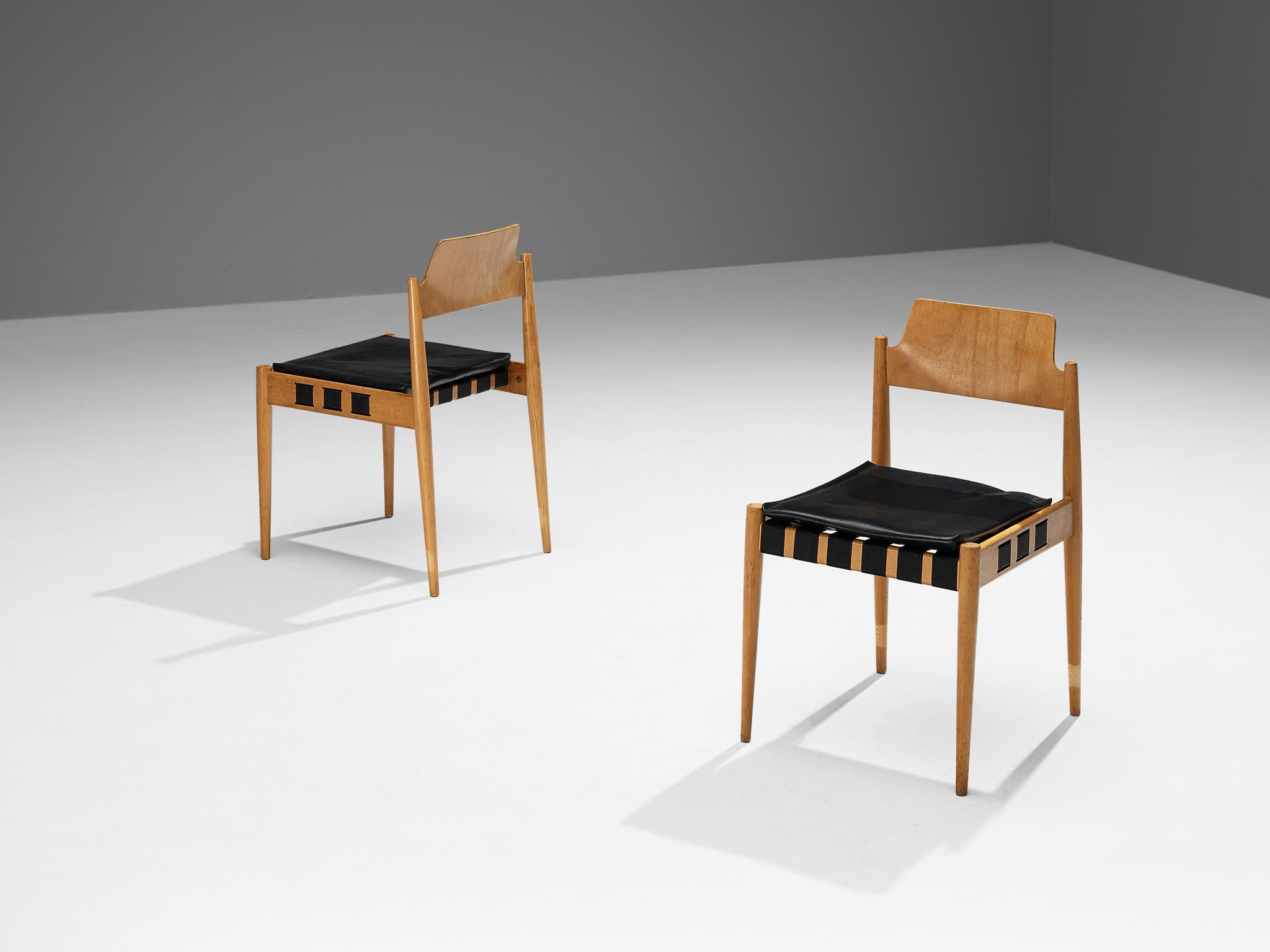 Leather Egon Eiermann for Wilde + Spieth Set of Twelve Dining Chairs 