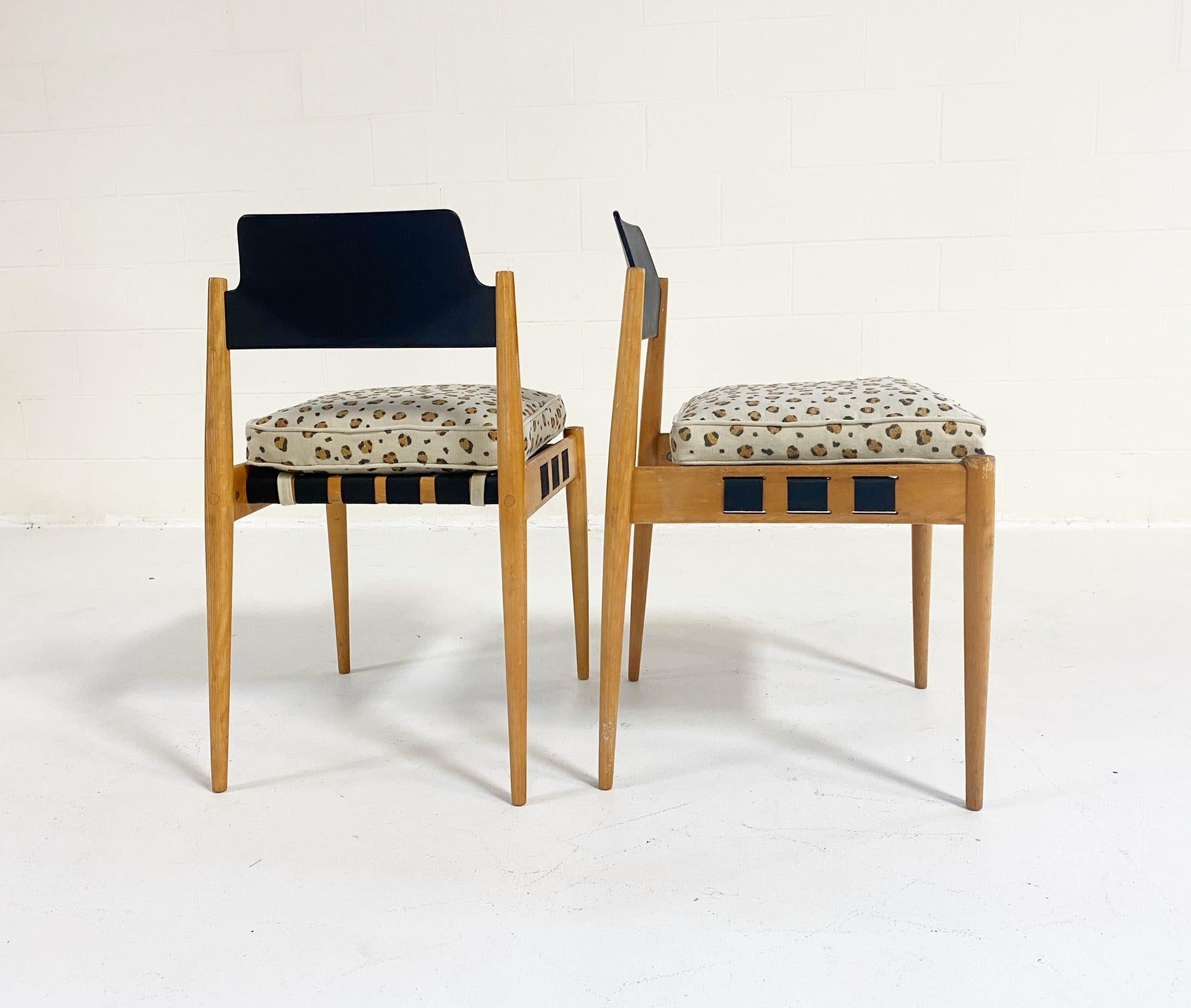 German Egon Eiermann SE 120 Chairs with Custom Cushions in Chelsea Textiles, Pair