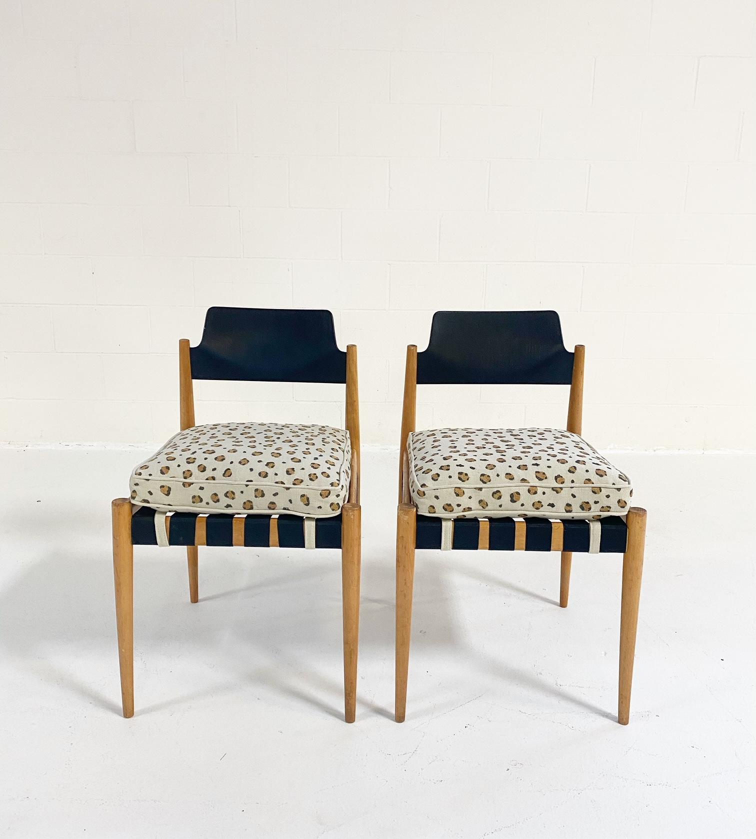 Mid-20th Century Egon Eiermann SE 120 Chairs with Custom Cushions in Chelsea Textiles, Pair