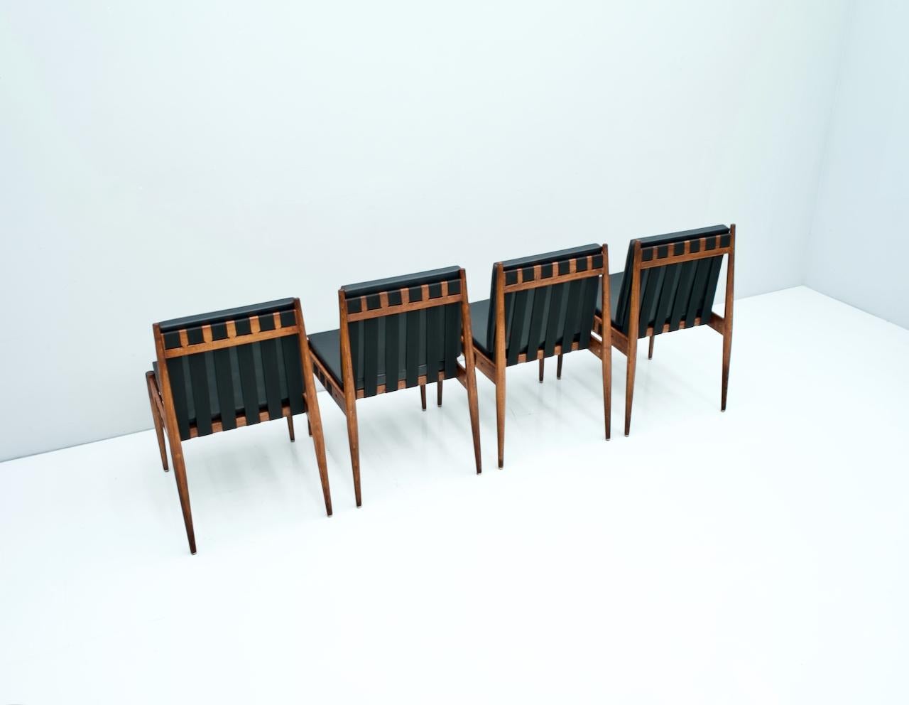 Egon Eiermann SE 121 Dining Room Chairs in Dark Stained Beechwood, 1960s 1