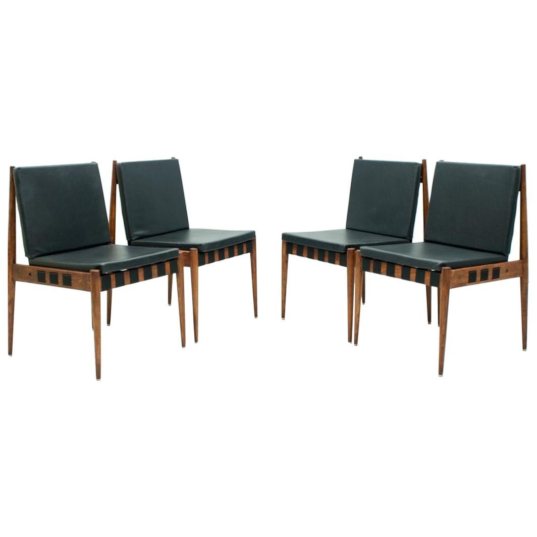 Egon Eiermann SE 121 Dining Room Chairs in Dark Stained Beechwood, 1960s