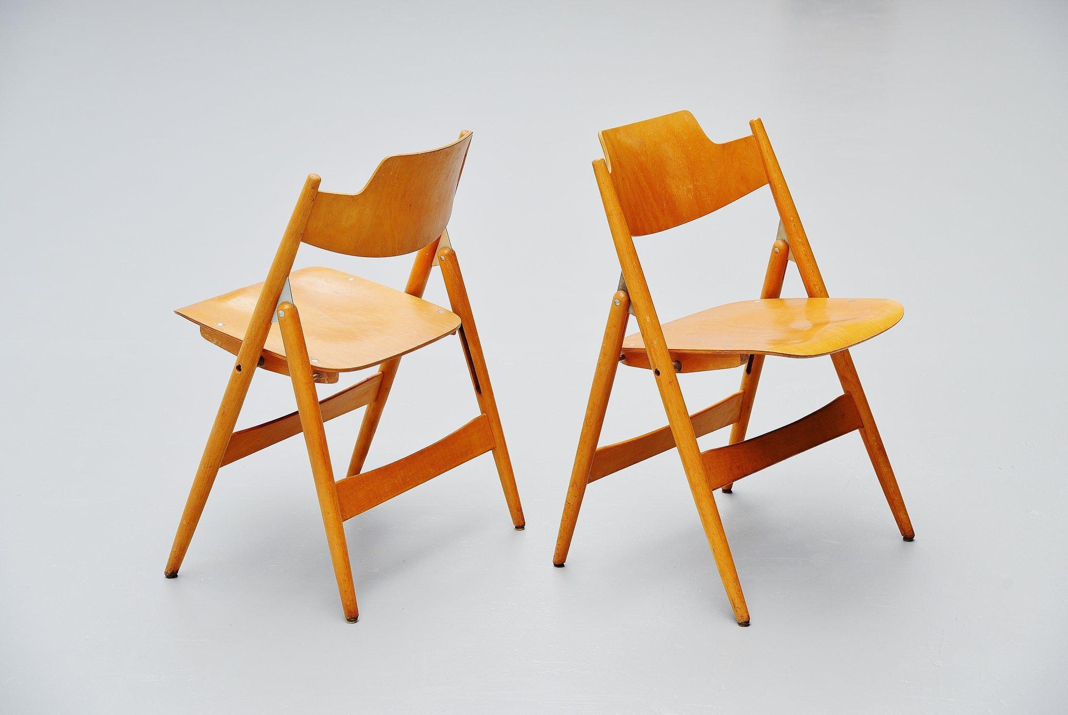 German Egon Eiermann SE18 Folding Chairs Wilde & Spieth, 1952