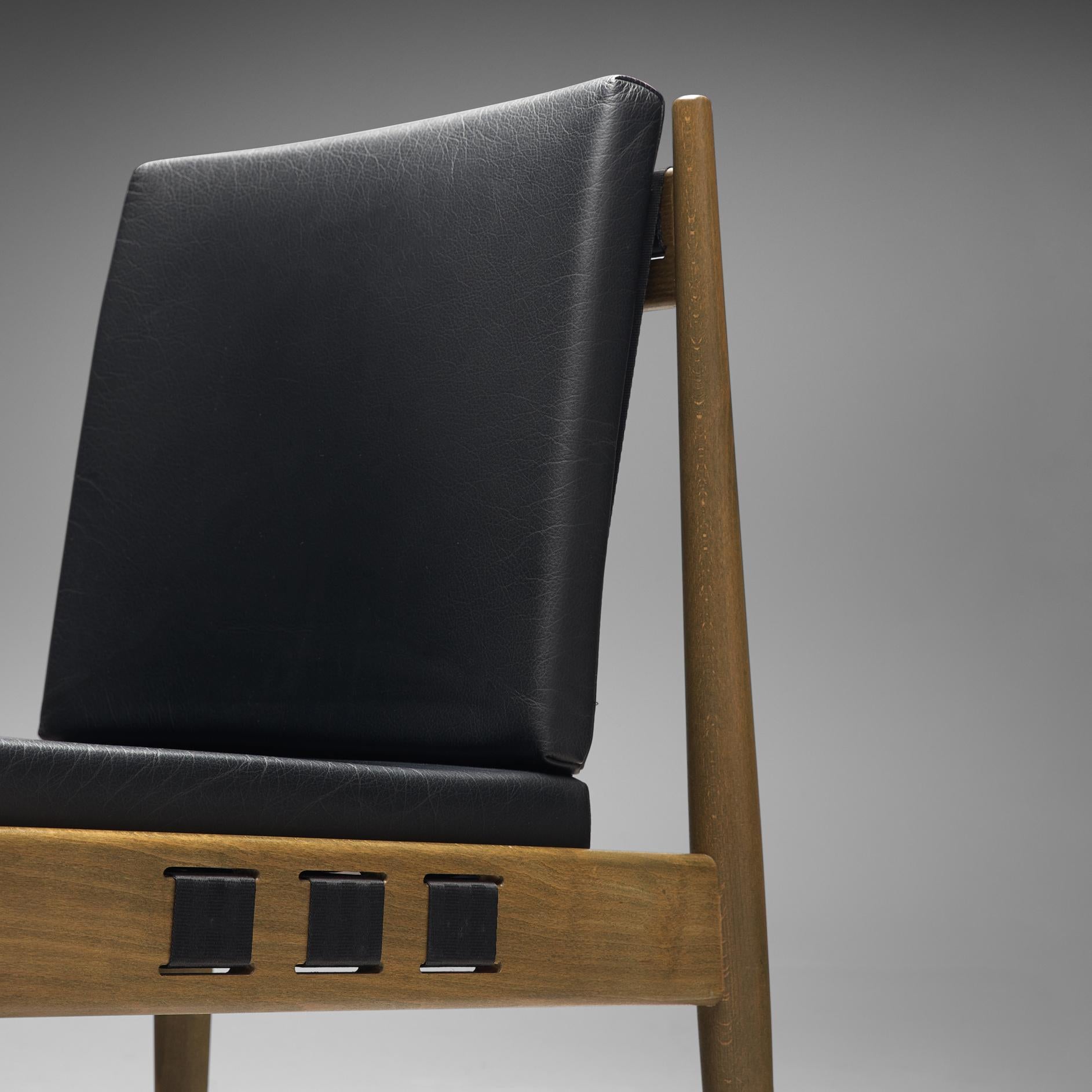 Egon Eiermann Set of Eight Dining Chairs 'Berlin' in Black Leatherette  1