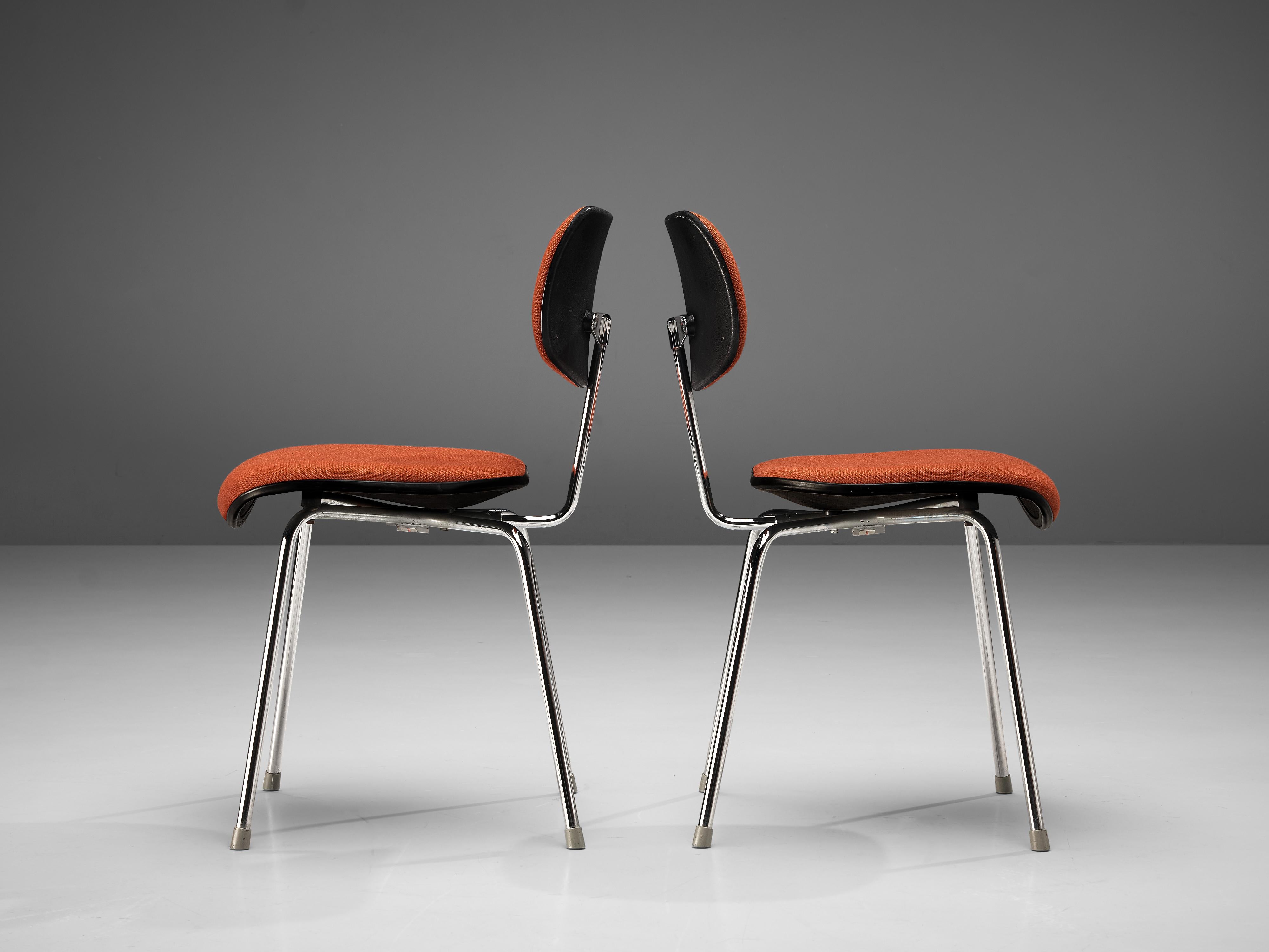 Mid-Century Modern Egon Eiermann Set of Two Steel Dining Chairs For Sale