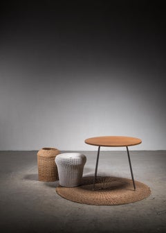 Egon Eiermann table with wicker basket and floor mat