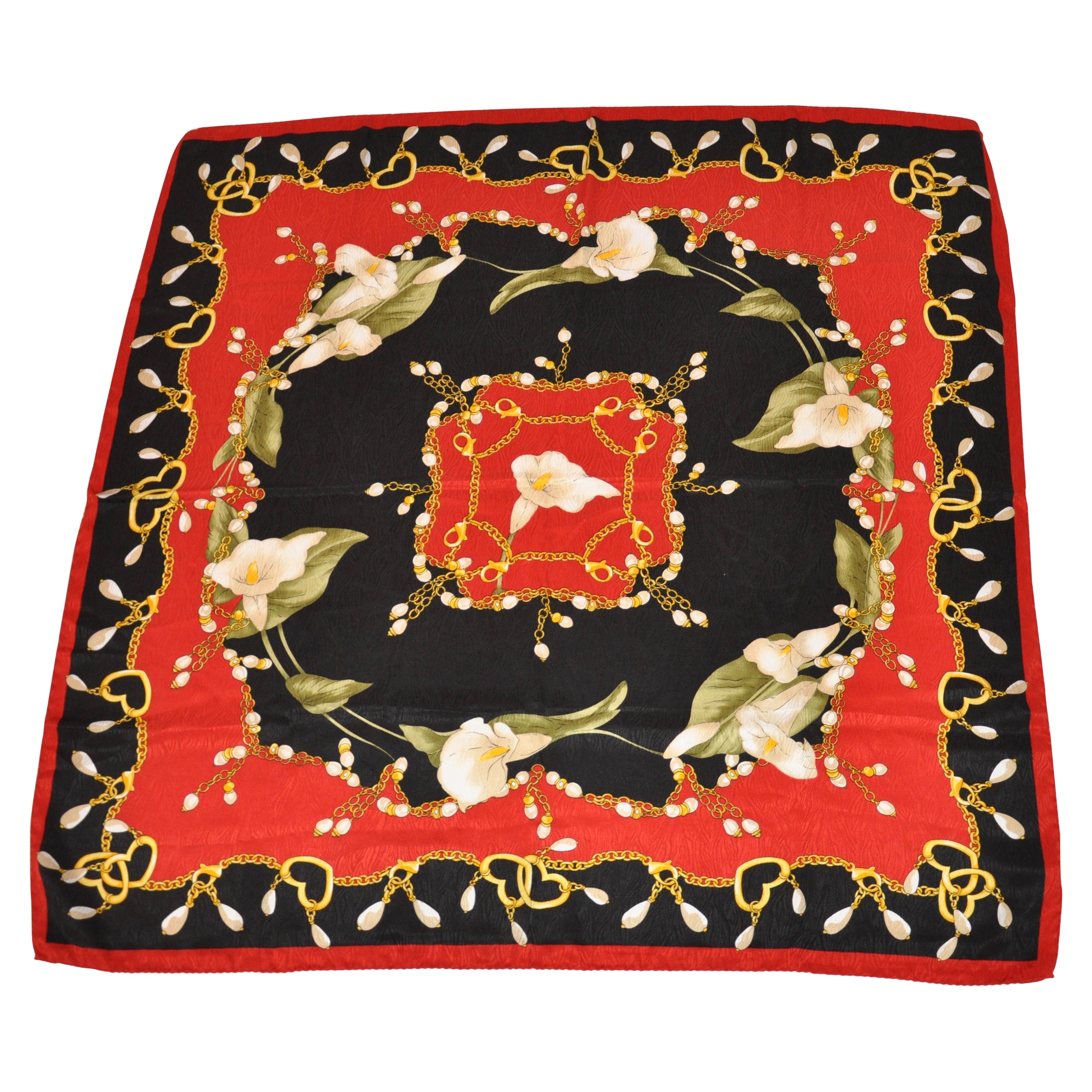 Egon Furstenberg „Lilies & Perlen“ Seidenschal im Angebot