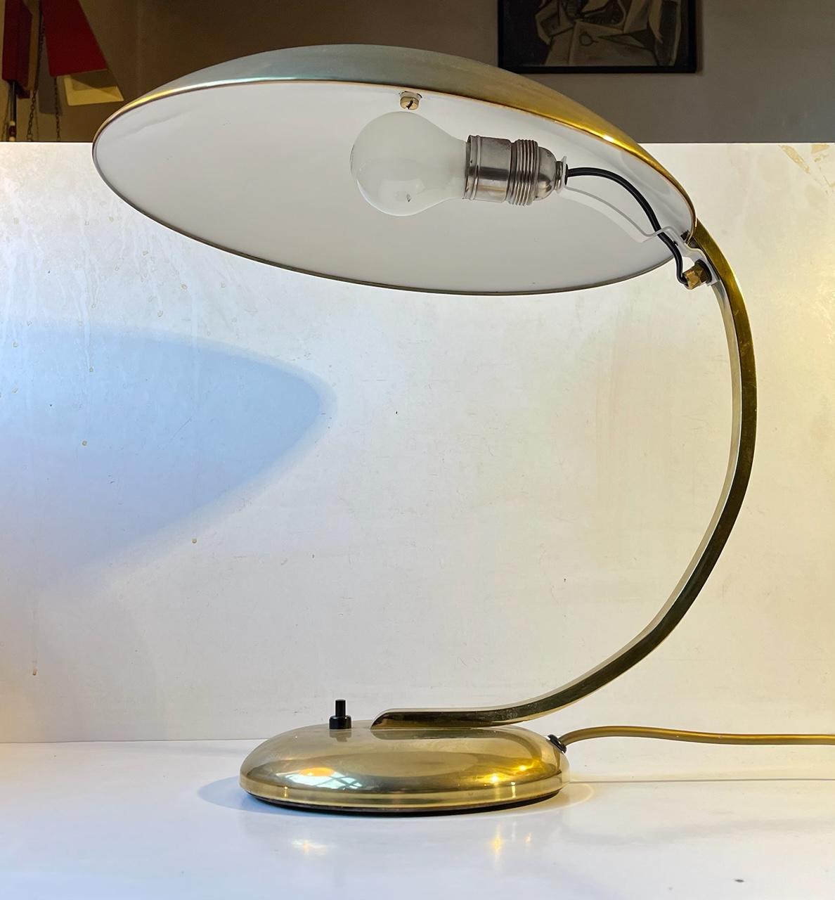 Dutch Egon Hillebrand Bauhaus Desk Lamp in Brass, 1940s For Sale