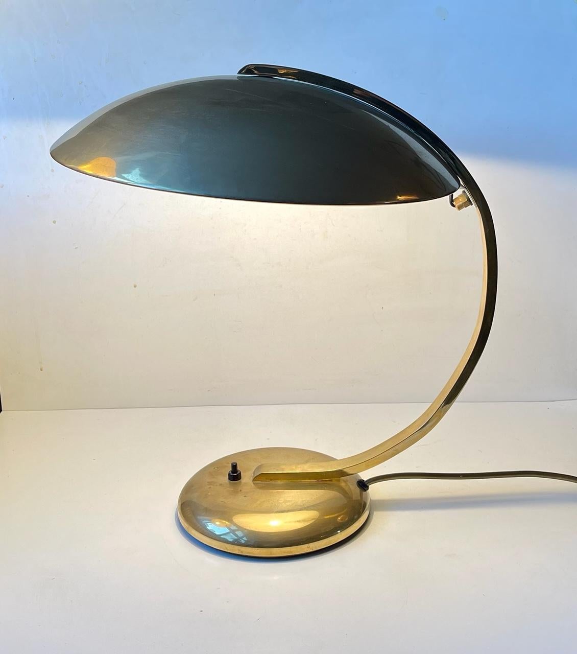 Egon Hillebrand Bauhaus Desk Lamp in Brass, 1940s For Sale 1