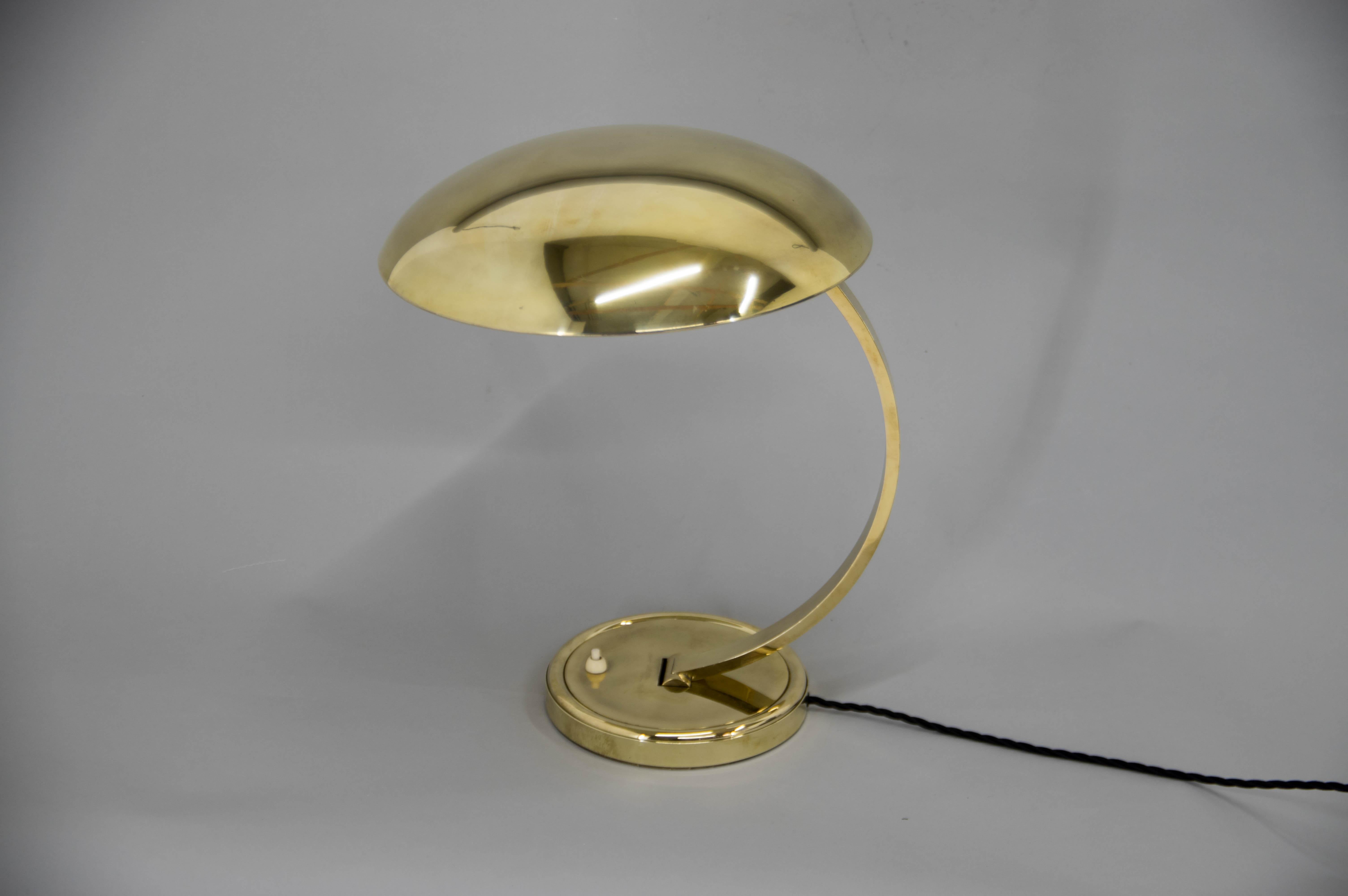Bauhaus Egon Hillebrand Brass Table Lamp, 1960s, Restored