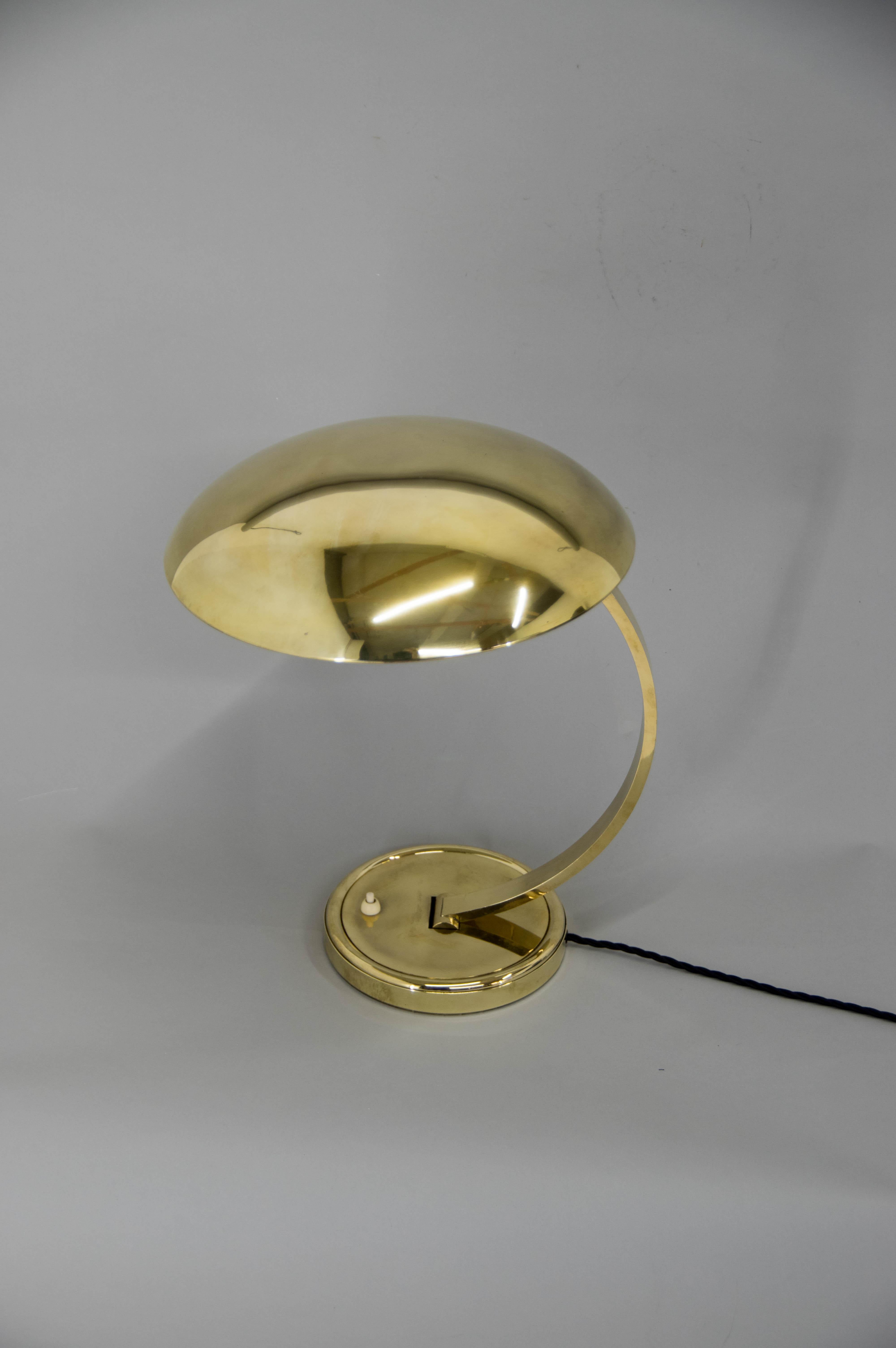 German Egon Hillebrand Brass Table Lamp, 1960s, Restored