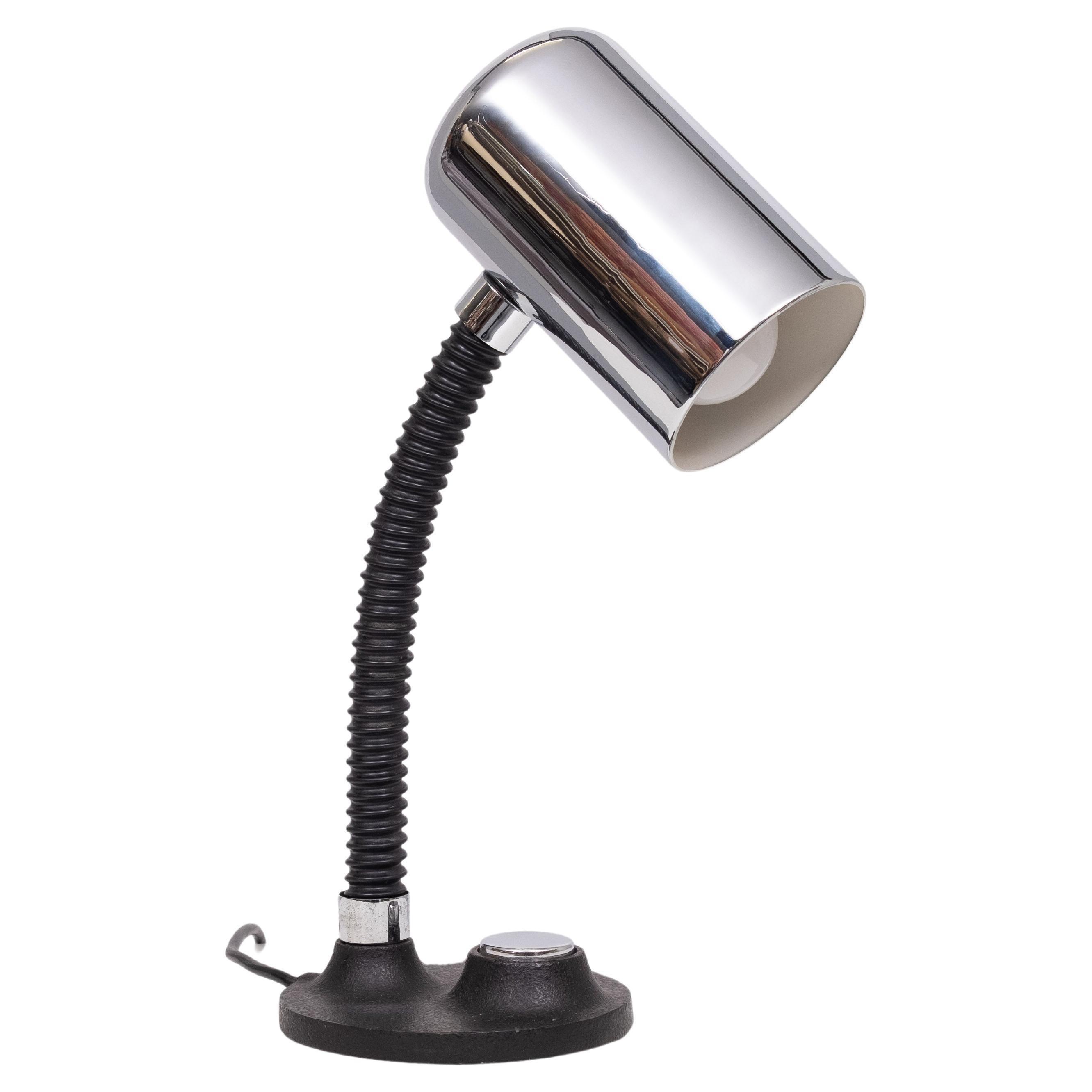 Egon Hillebrand  Tavolo a collo d'oca cromato  Lampada  1970s
