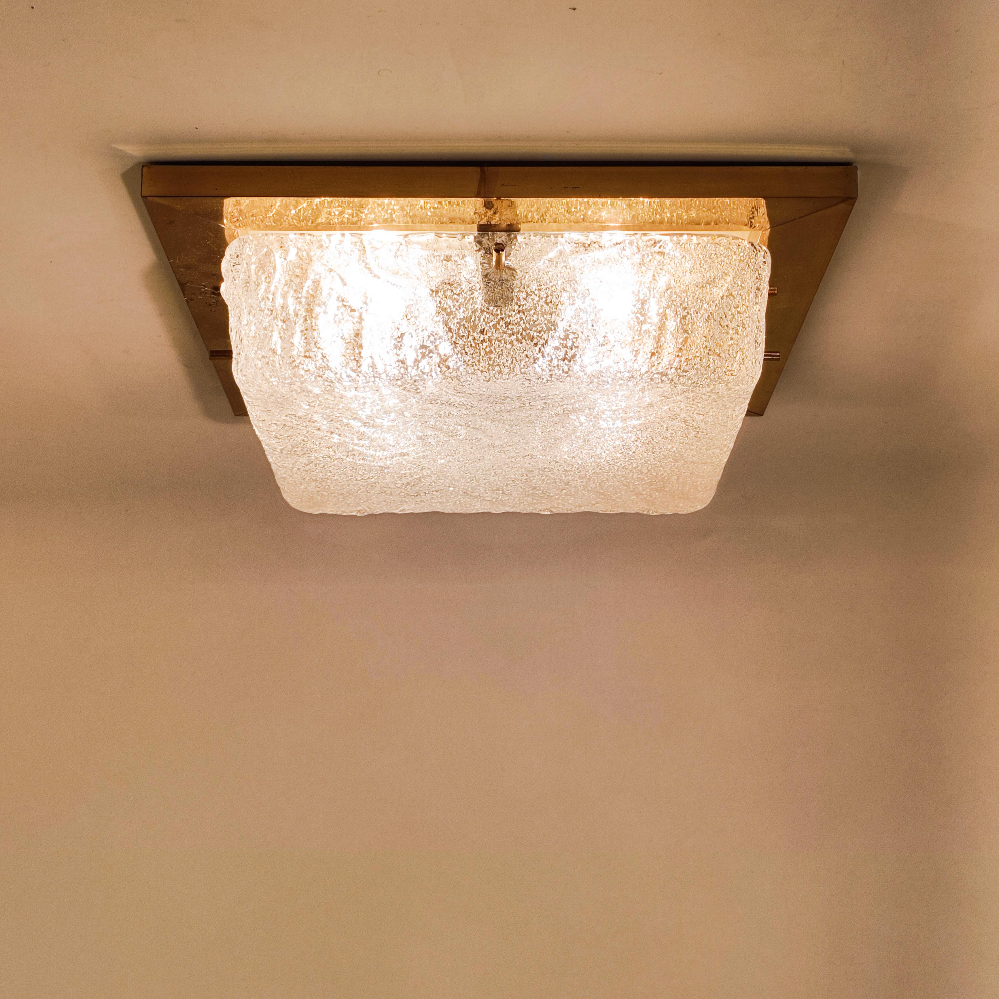Mid-20th Century Egon Hillebrand. Hollywood Regency gilded flush mount, Germany, 1960s For Sale