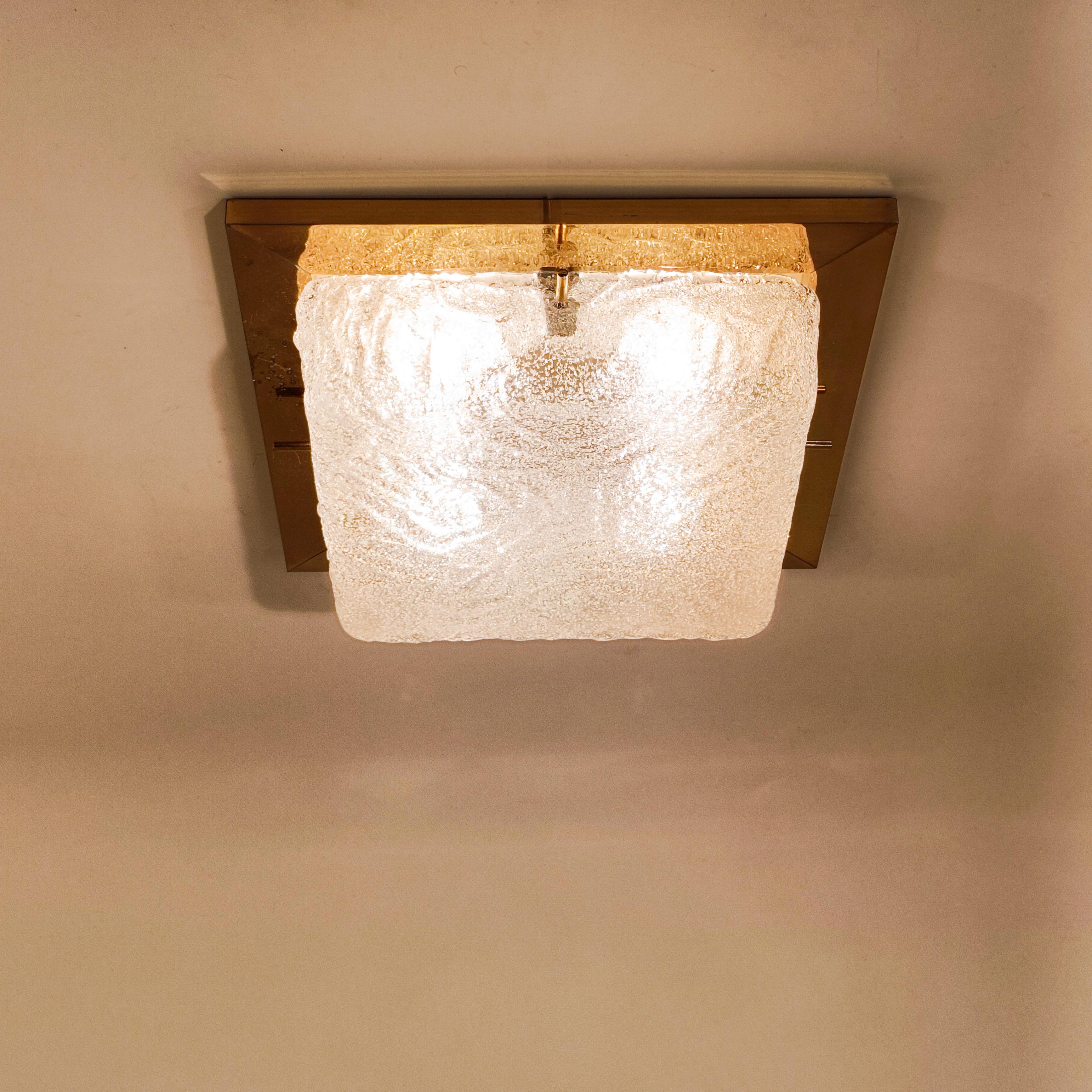 Brass Egon Hillebrand. Hollywood Regency gilded flush mount, Germany, 1960s For Sale