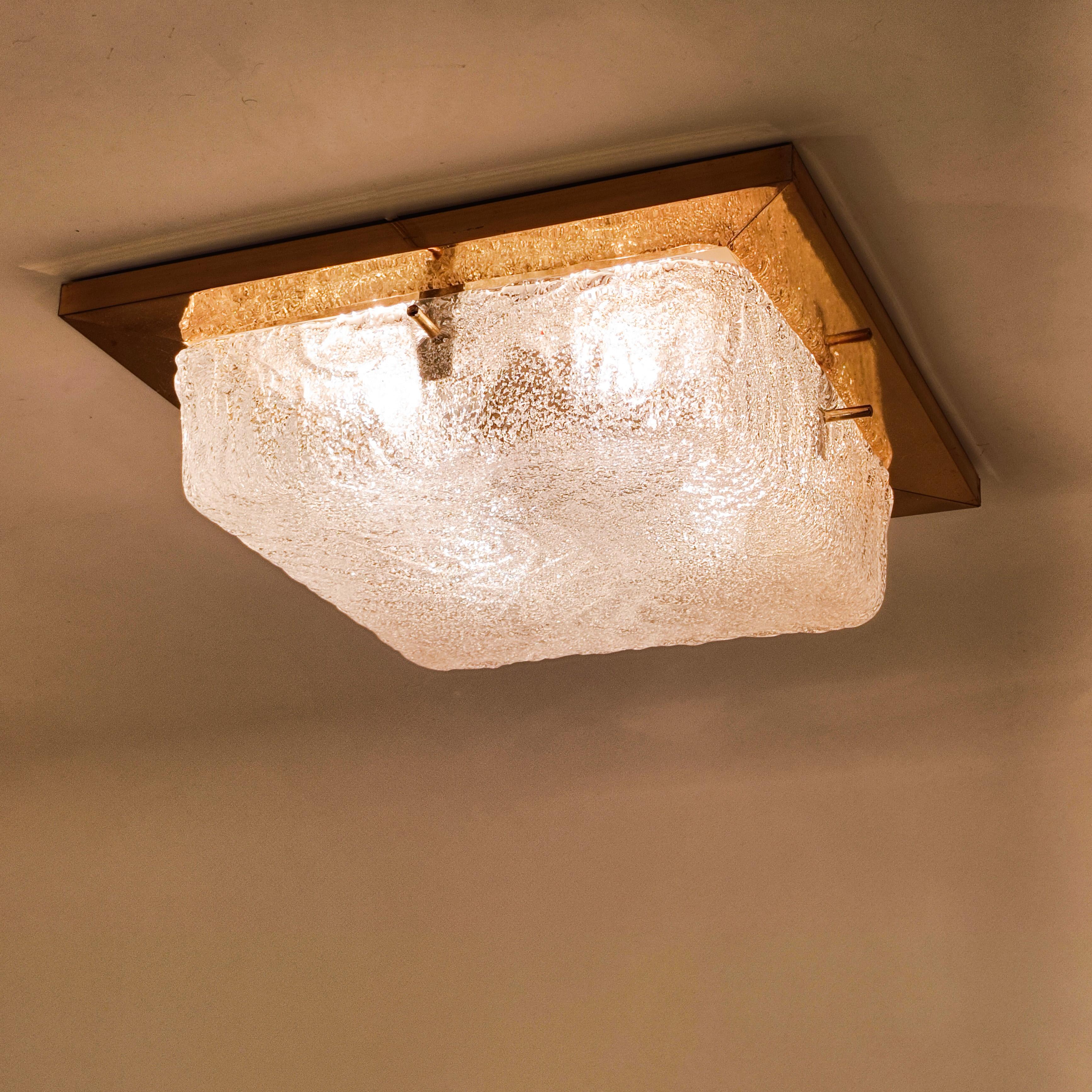 Egon Hillebrand. Hollywood Regency gilded flush mount, Germany, 1960s For Sale 1