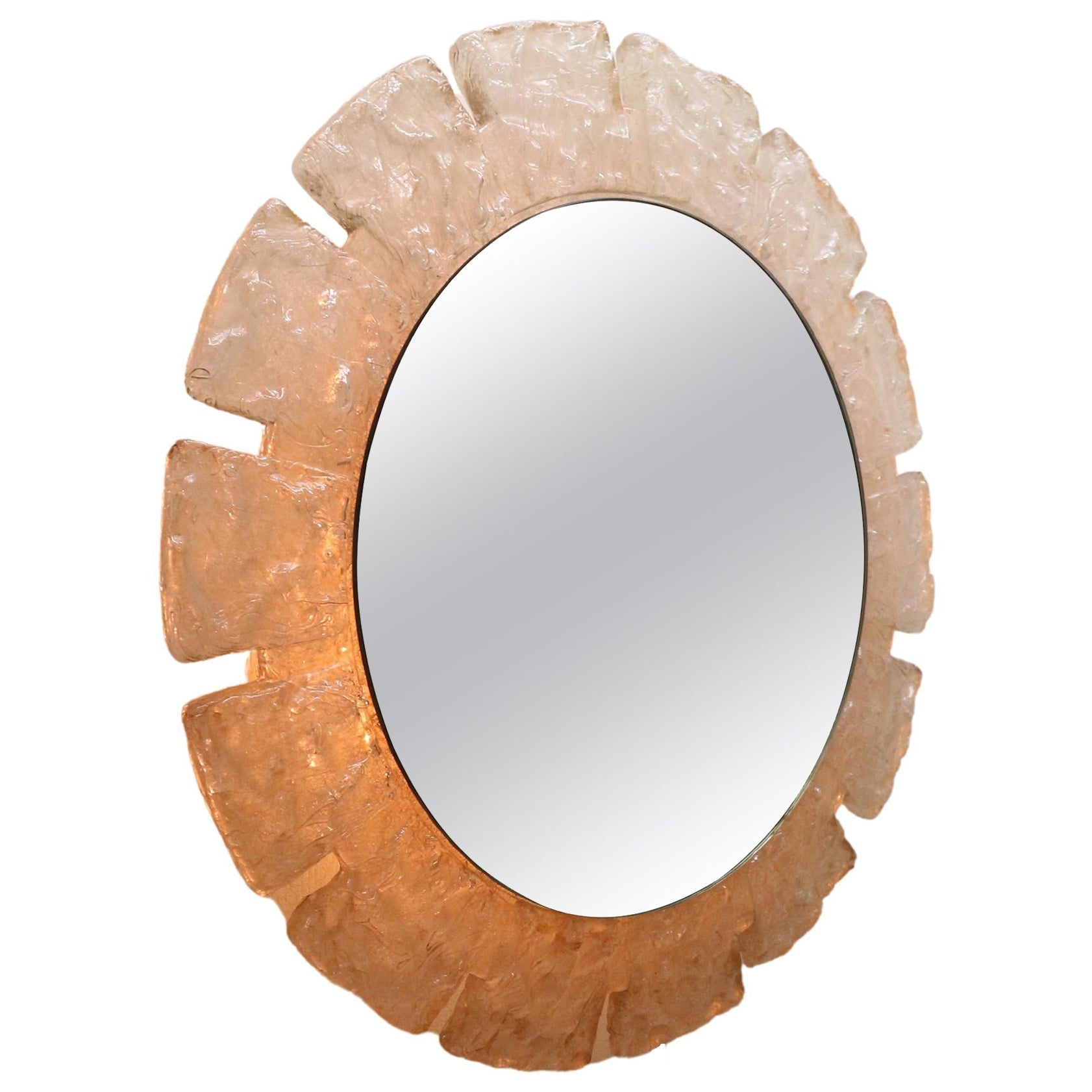 Miroir rond éclairé en acrylique Egon Hillebrand avec éclair, Allemagne, années 1970 en vente