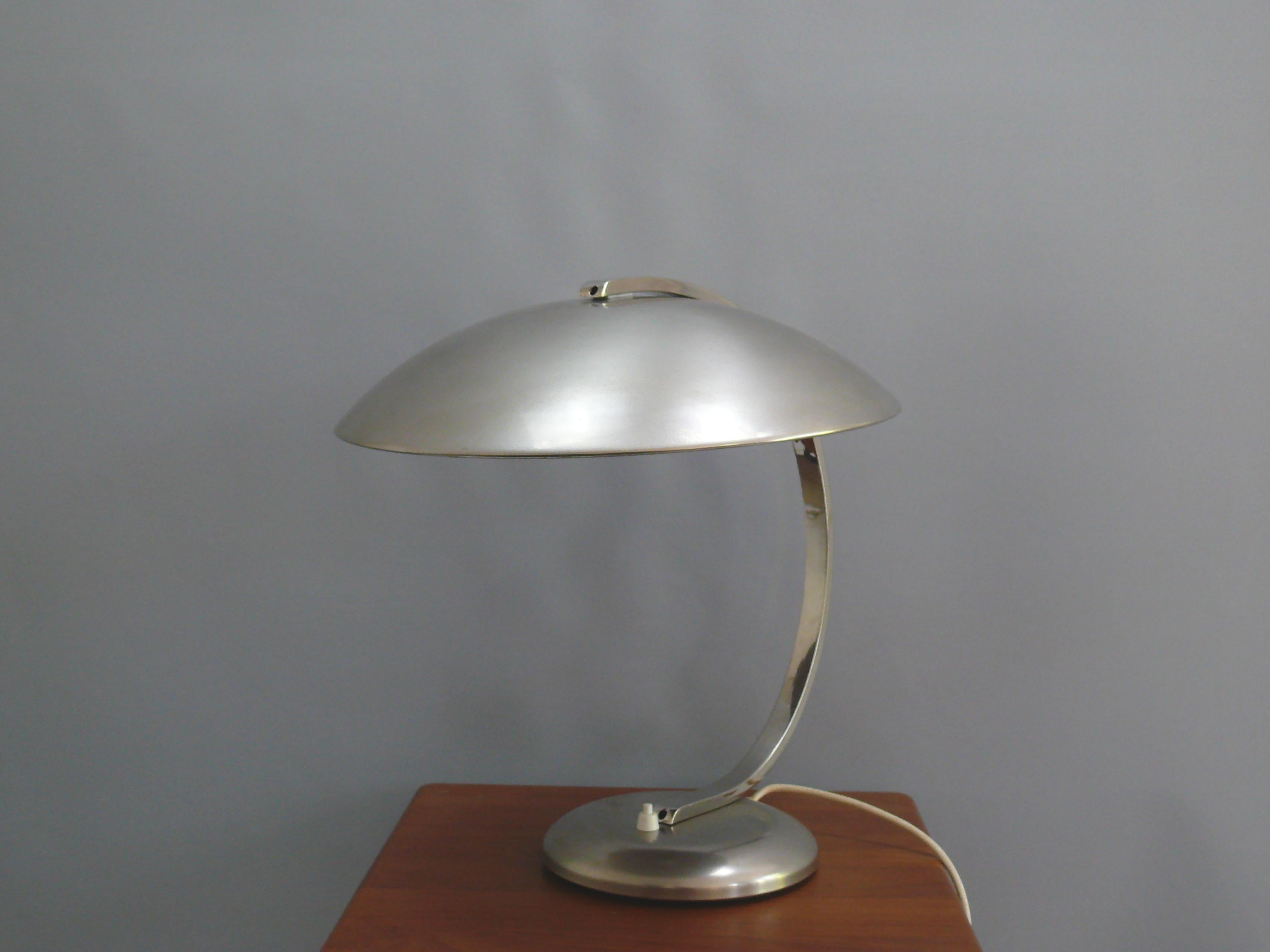 Metal Egon Hillebrand Table Lamp - Bauhaus Desk Lamp - 'Gleibo', Germany, 1940s