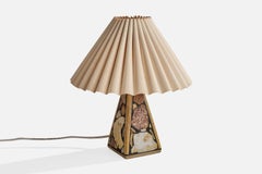 Egon Jakobsson, Table Lamp, Fossil Stone, Fabric, Sweden, 1990s