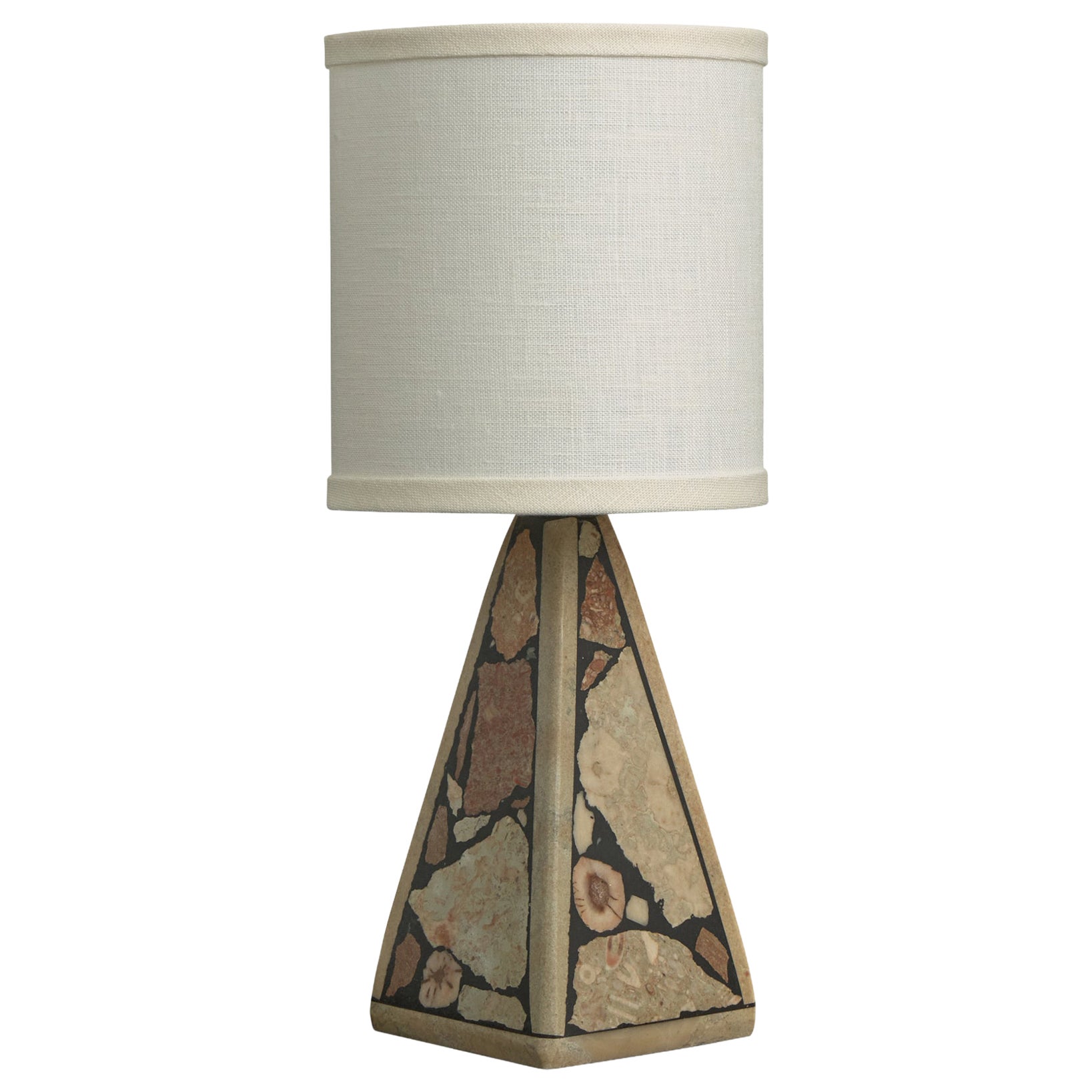 Egon Jakobsson, Table Lamp, Fossil Stone, Fabric, Sweden, 1990s