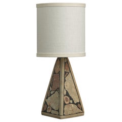 Egon Jakobsson, Table Lamp, Fossil Stone, Fabric, Sweden, 1990s