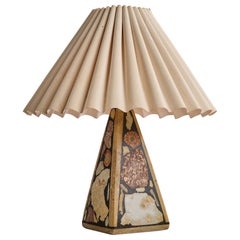 Egon Jakobsson, Table Lamp, Fossil Stone, Fabric, Sweden, 1990s