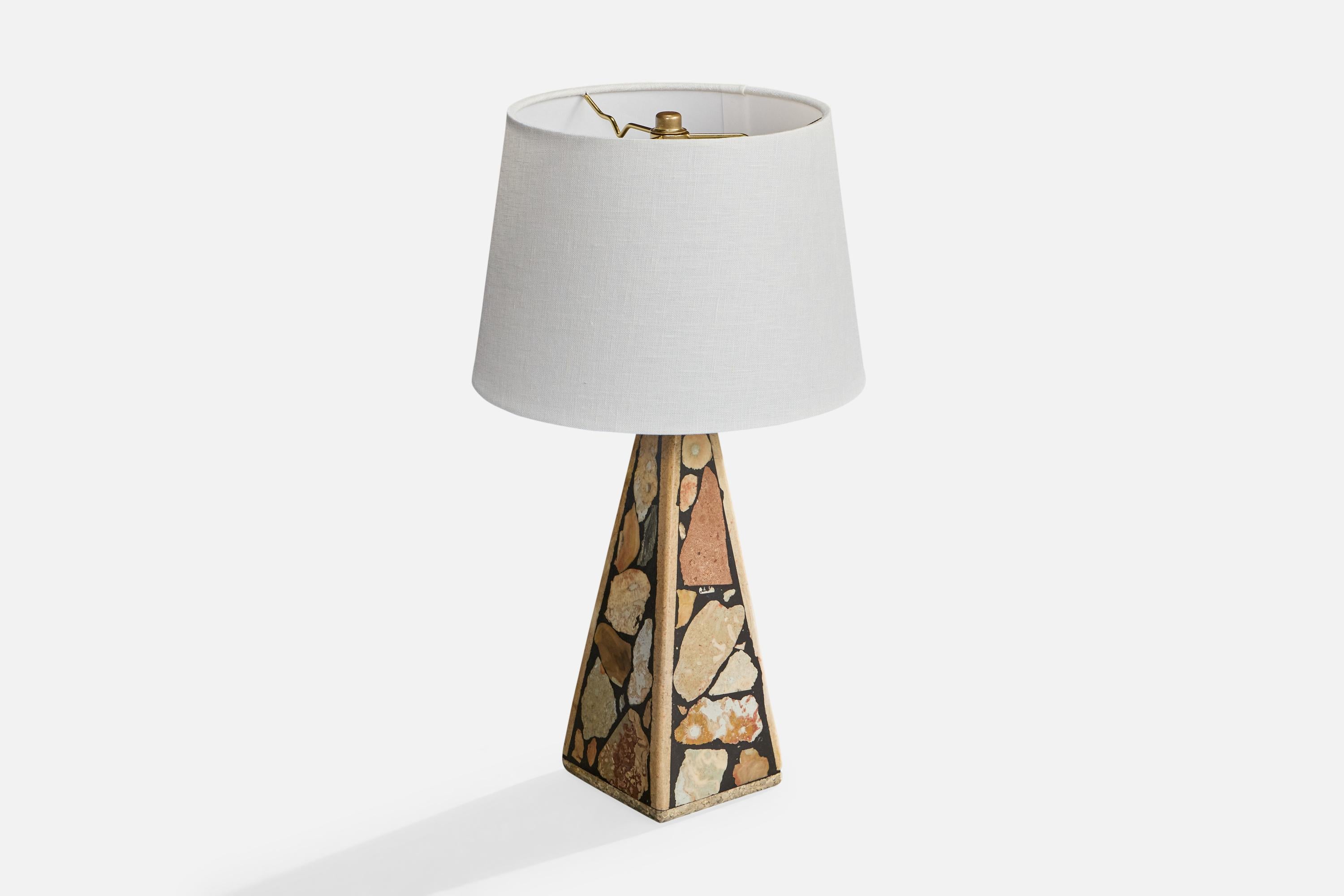 Mid-Century Modern Egon Jakobsson, Table Lamp, Fossil Stone, Sweden, 1990s For Sale