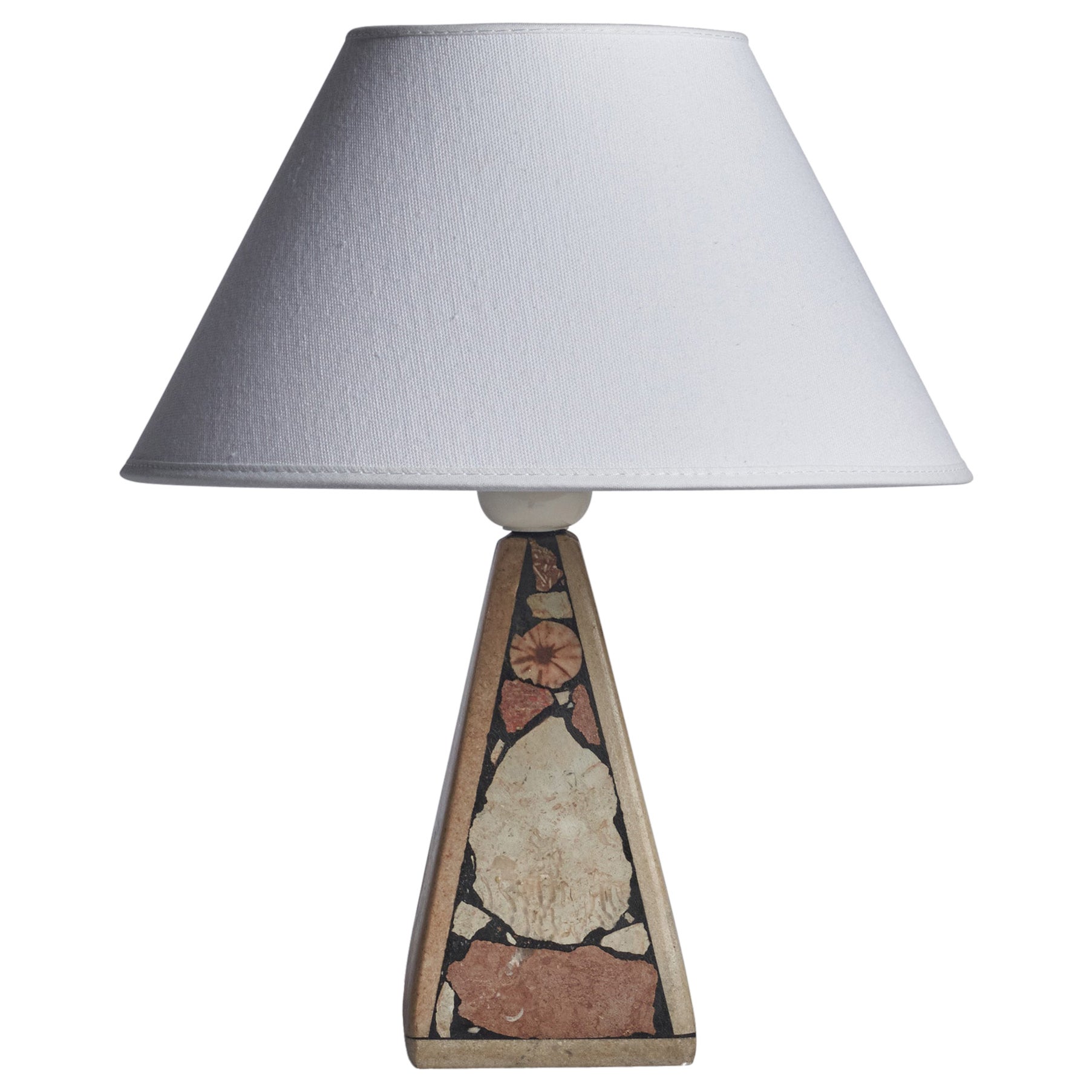 Créateur suédois, lampe de bureau, pierre fossile, Suède, 1970