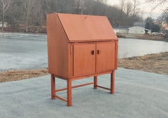Egon Ostergaard Style Danish Bookmatched Teak Flip Top Desk or Secretary