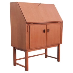 Egon Ostergaard Style Danish Bookmatched Teak Flip Top Desk or Secretary