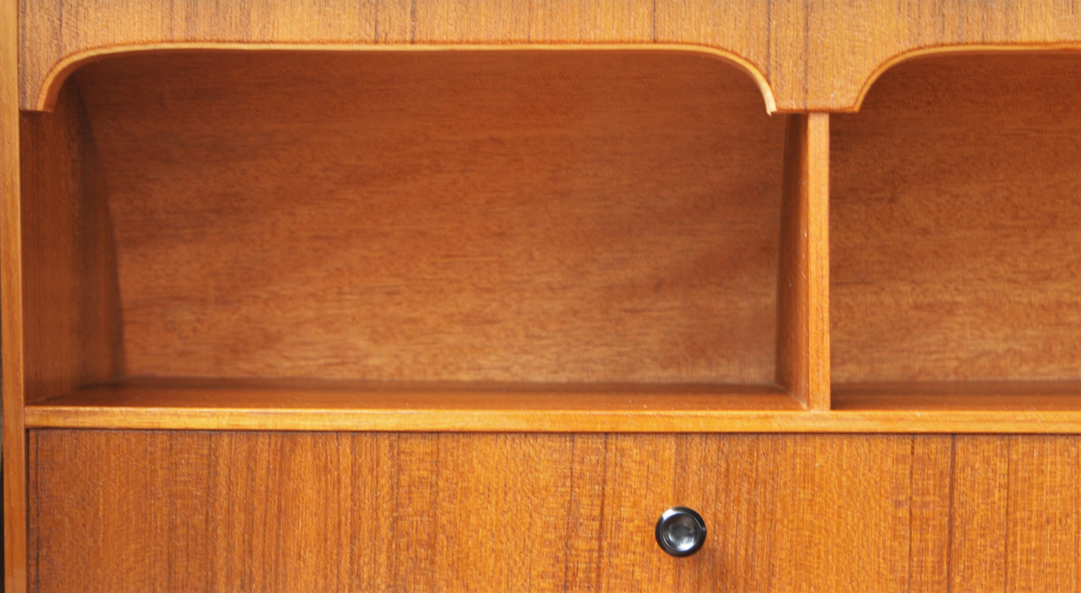 Egon Ostergaard Teak Dresser / Secretary / Writing Table, Inlaid Roll Top Door 2