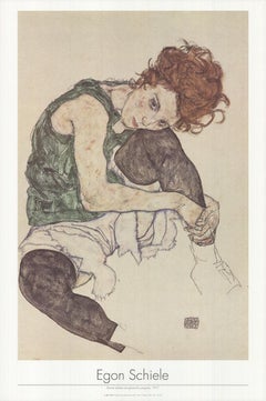 Egon Schiele 'Woman Sitting with Bent Knee' 1994- Offset Lithograph