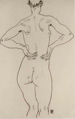 Female Nude from the Back - Lithograph - 1990