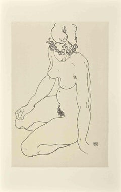 Kneeling Female Nude, Turning to the Right - Lithograph - 2007