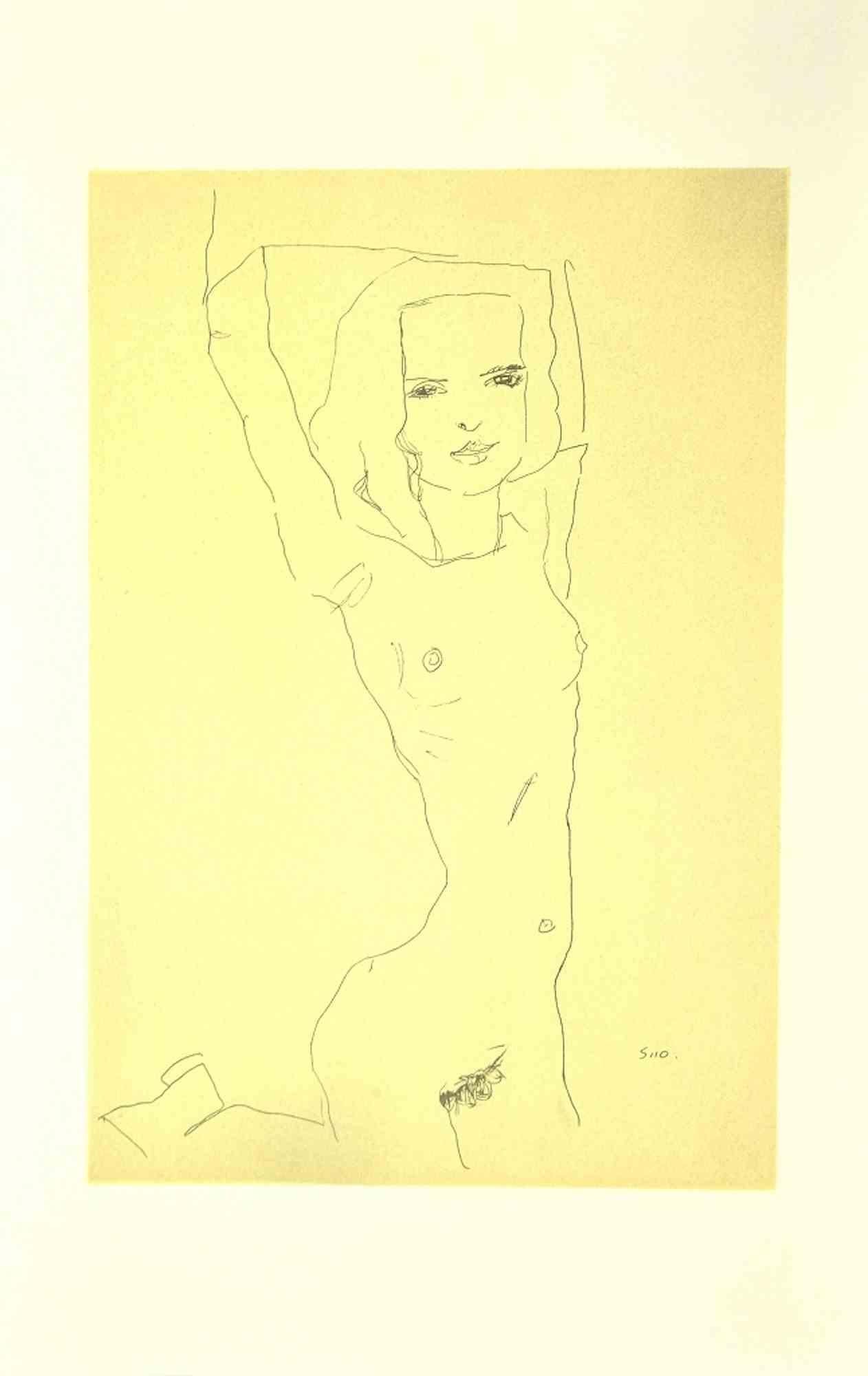 Nude Girl With Raised Arms - Lithograph - 2007